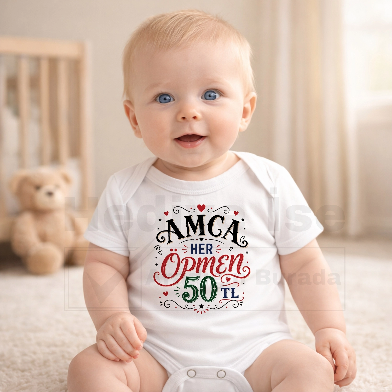Amca Her Öpmen 50 TL - Bebek Body Zıbın
