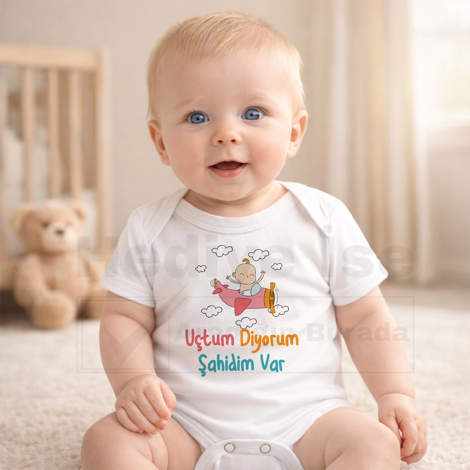 Uçtum Diyorum Şahidim Var - Bebek Body Zıbın