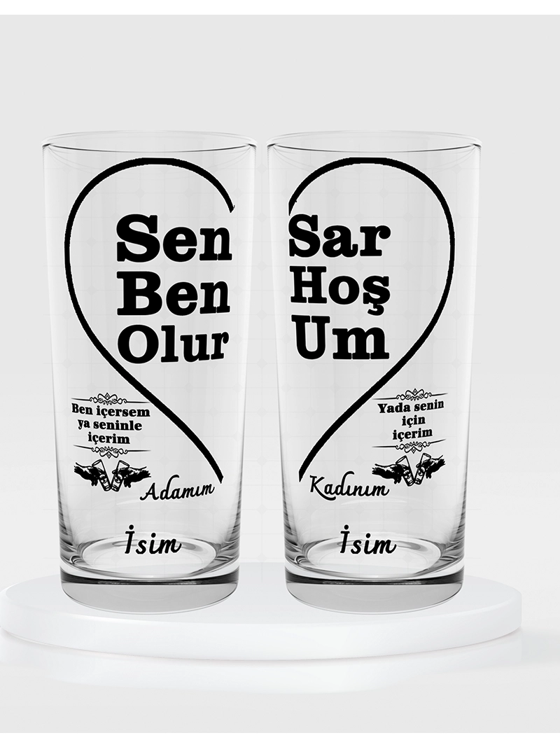 Sen Sar Ben Hoş Olurum Temalı İkili Rakı Bardağı