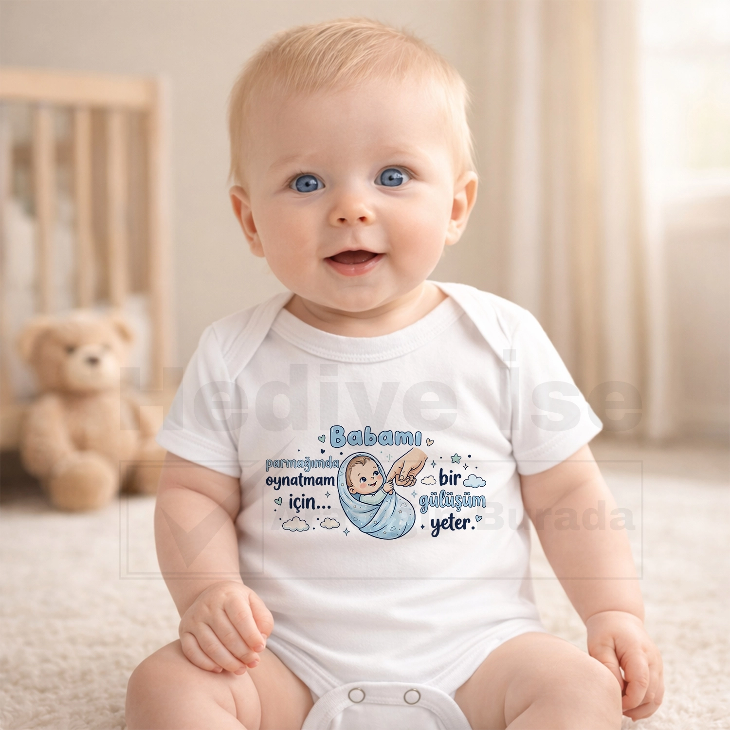 Babamı Parmağımda Oynatmam İçin Bir Gülüşüm Yeter - Bebek Body Zıbın