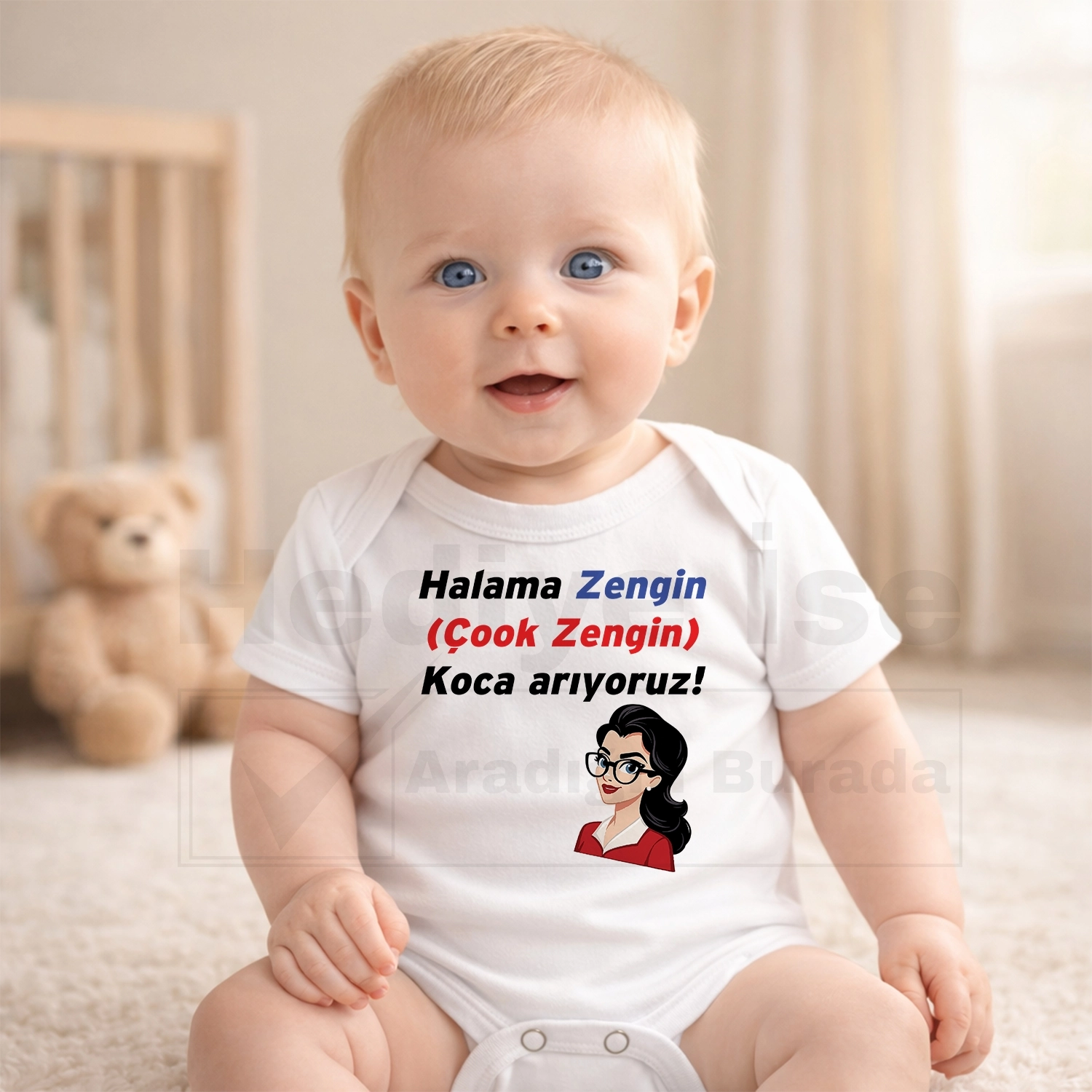 Halama Zengin Çook Zengin Koca Arıyoruz - Bebek Body Zıbın