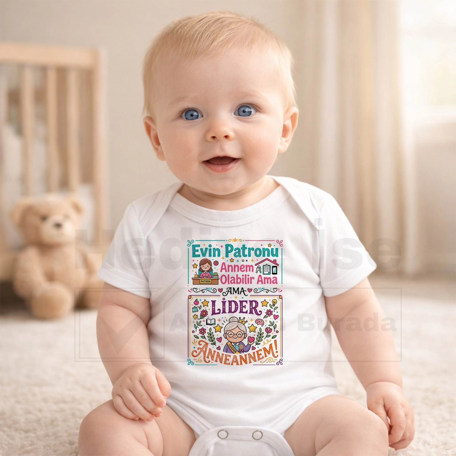 Evin Patronu Annem Olabilir Ama Lider Anneannem - Bebek Body Zıbın