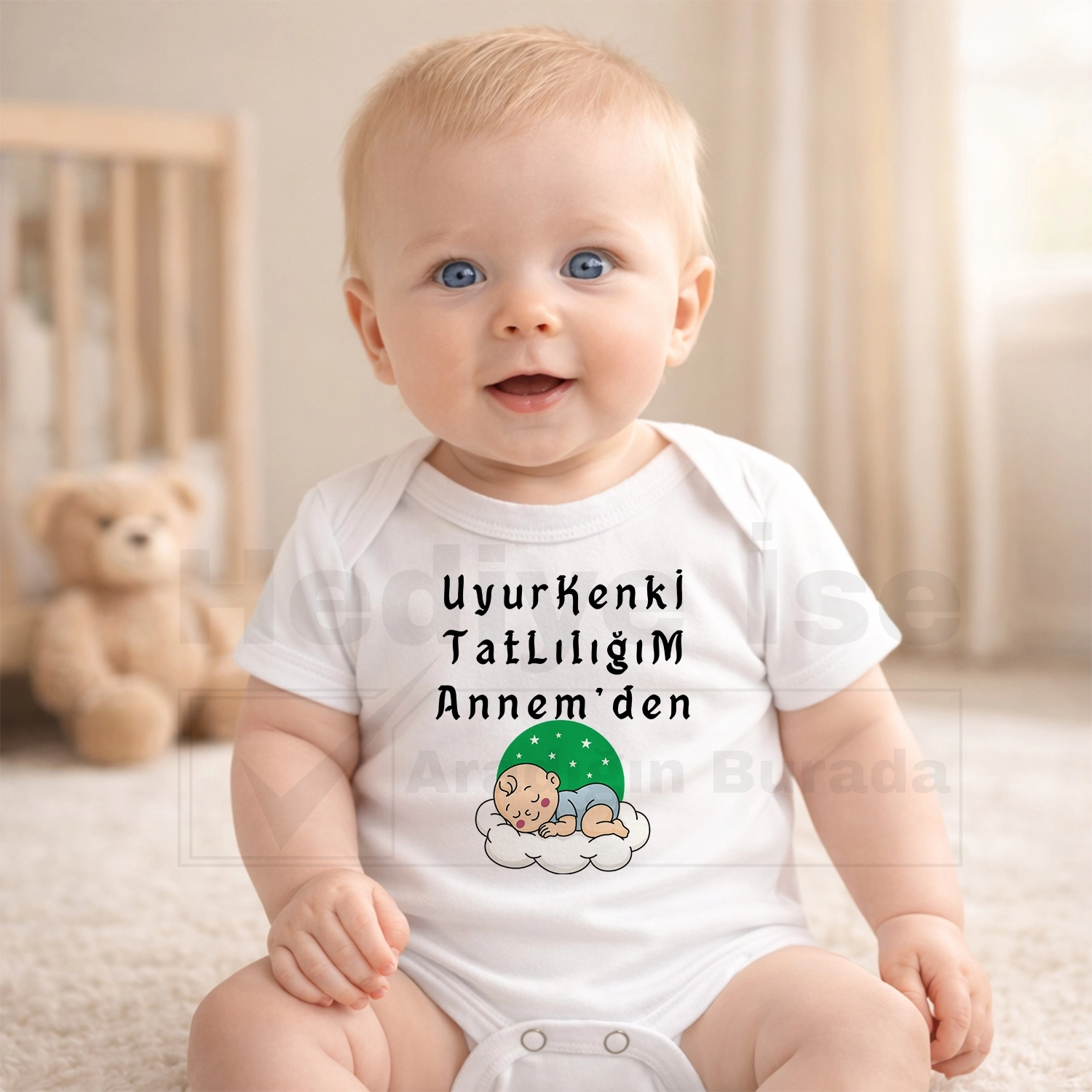 Uyurkenki Tatlılığım Annemden - Bebek Body Zıbın