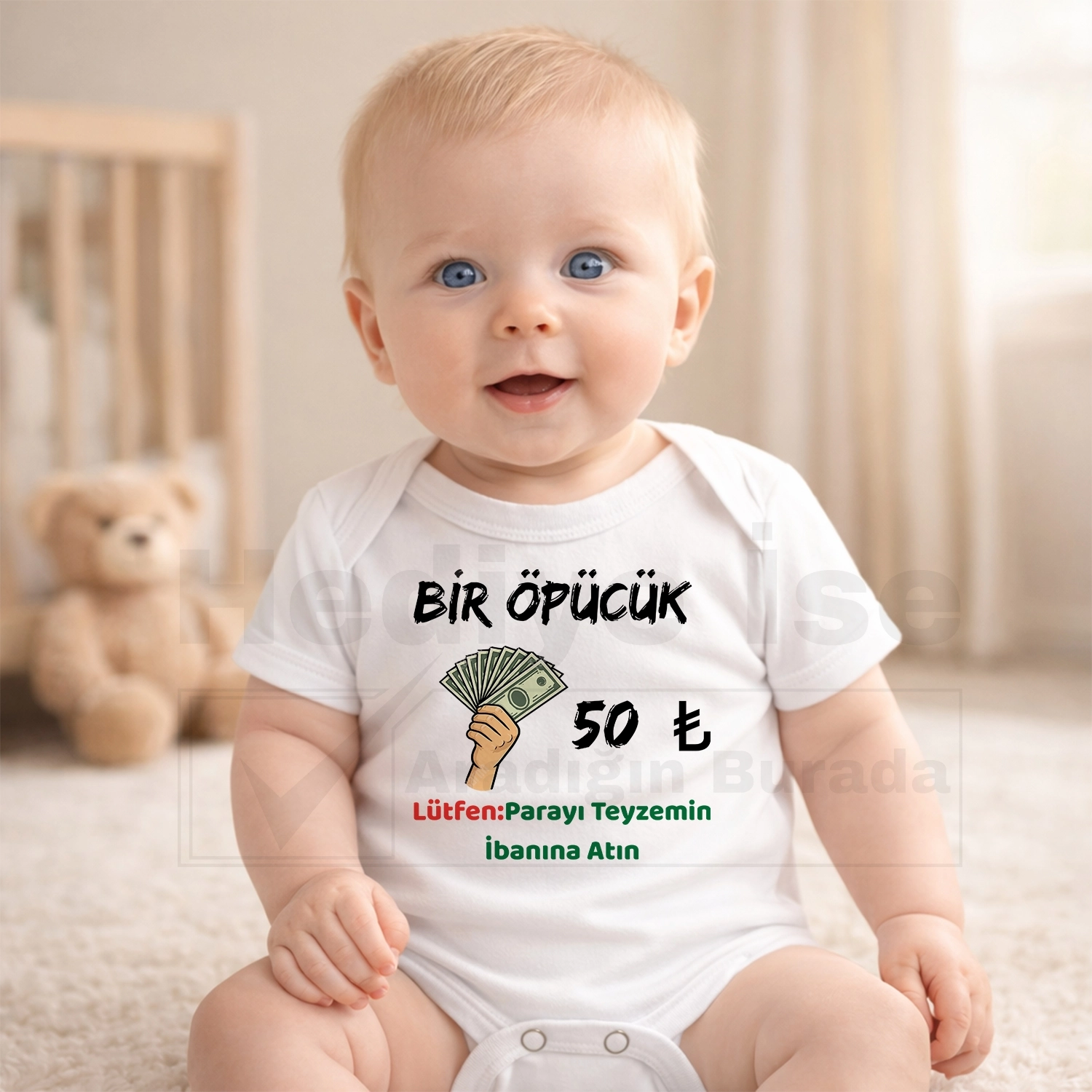 Bir Öpücük 50 TL  Lütfen Parayı Teyzemin İbanına Atın - Bebek Body Zıbın