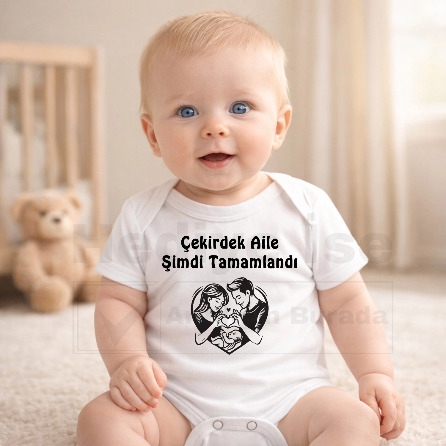 Çekirdek Aile Şimdi Tamamlandı - Bebek Body Zıbın