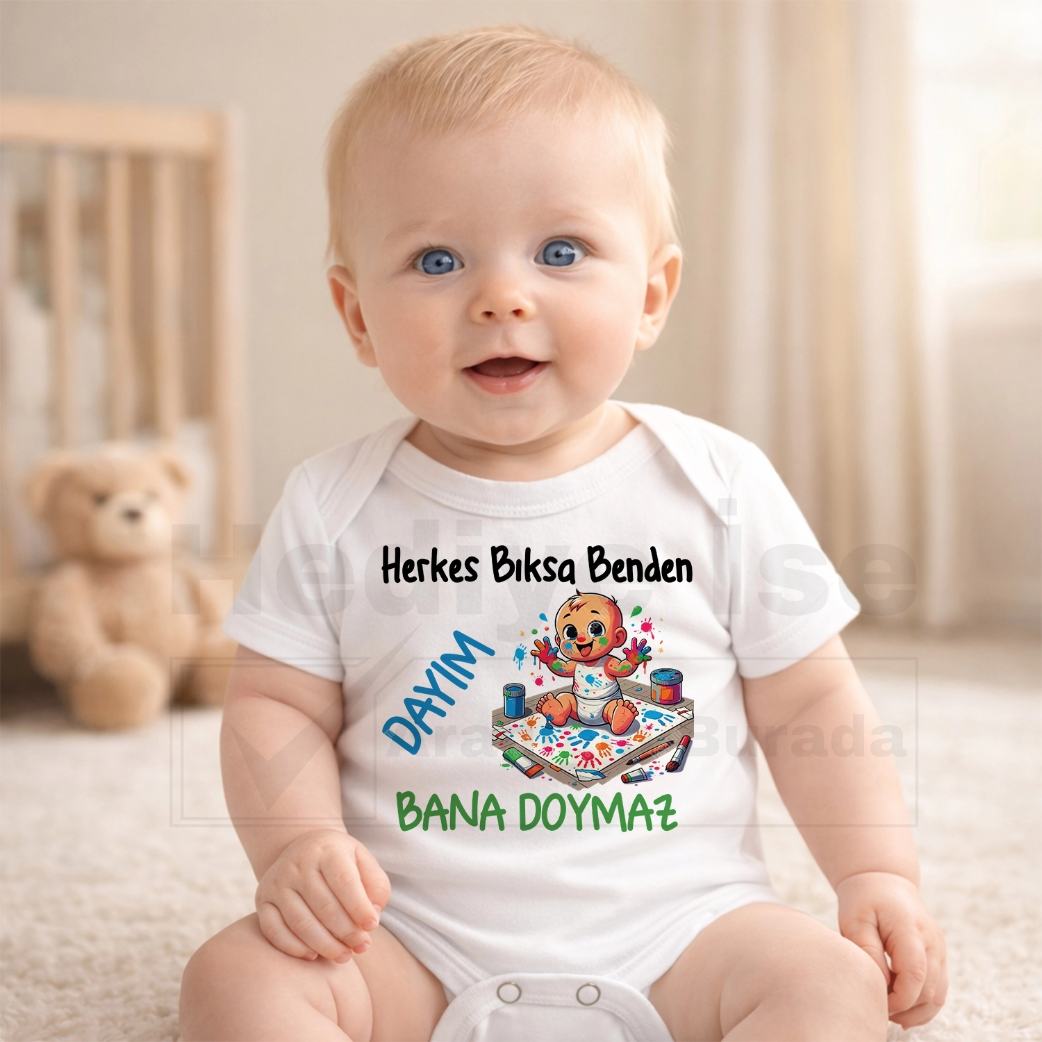 Herkes Bıksa Benden Dayım Bana Doymaz - Bebek Body Zıbın