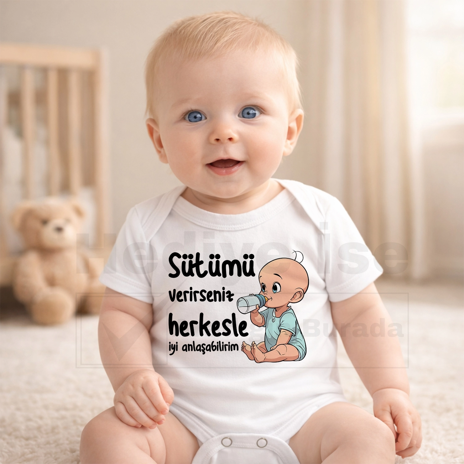 Sütümü Verirseniz Herkesle İyi Anlaşabilirim - Bebek Body Zıbın