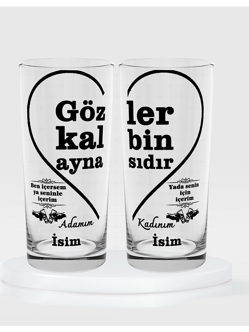 Gözler Kalbin Aynasıdır Temalı İkili Rakı Bardağı