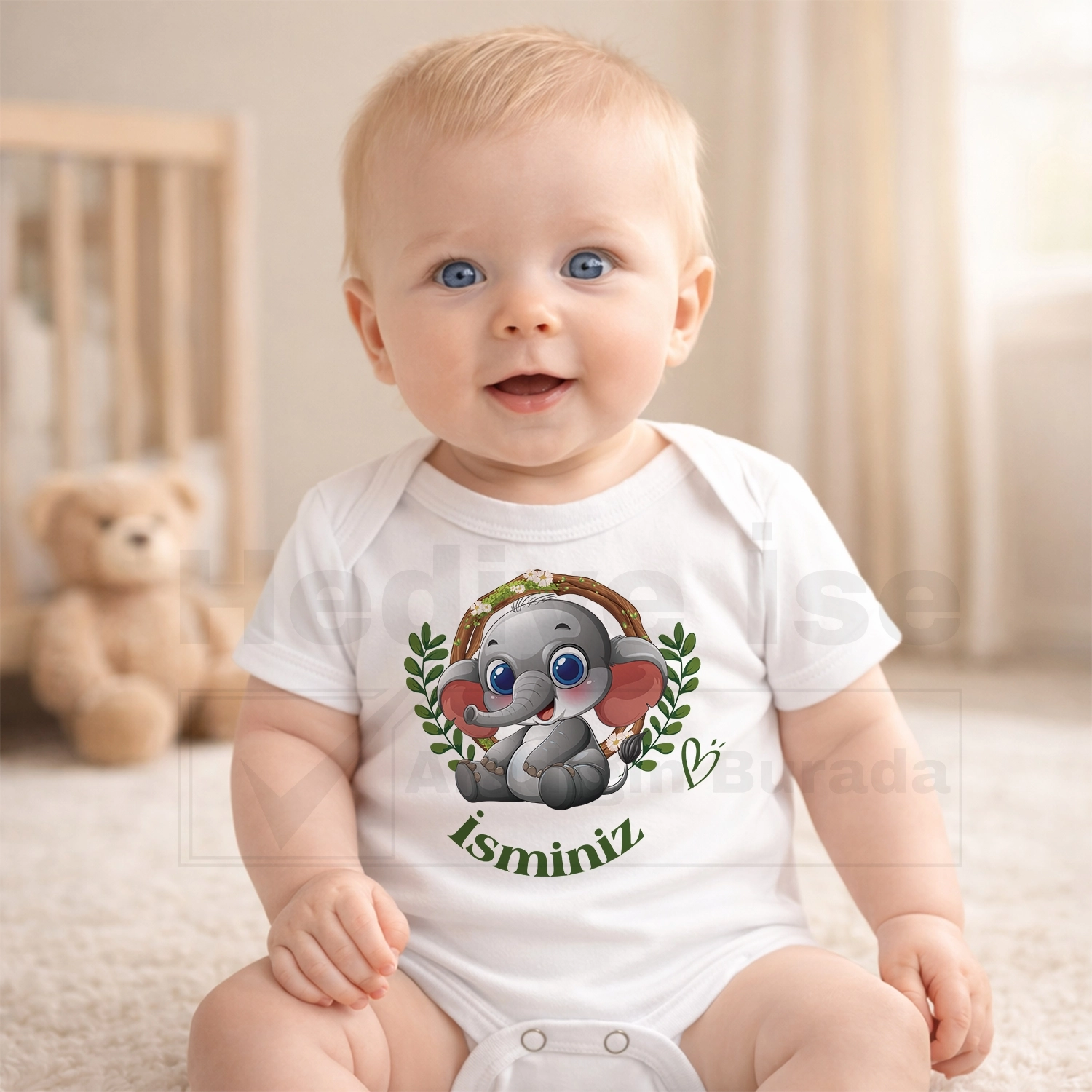 Sevimli Fil Yavrusu - Bebek Body Zıbın