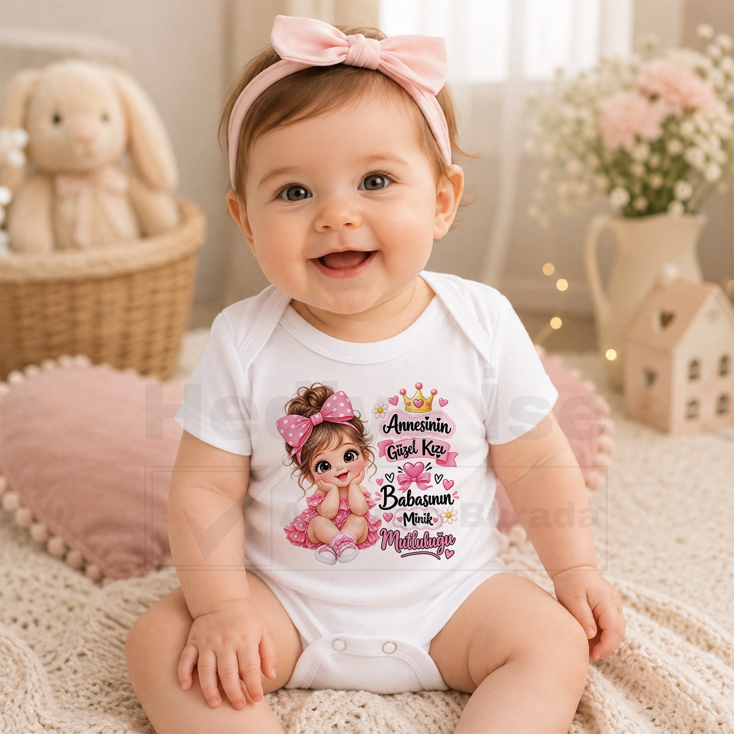 Annesinin Güzel Kızı Babasının Minik Mutluluğu - Bebek Body Zıbın