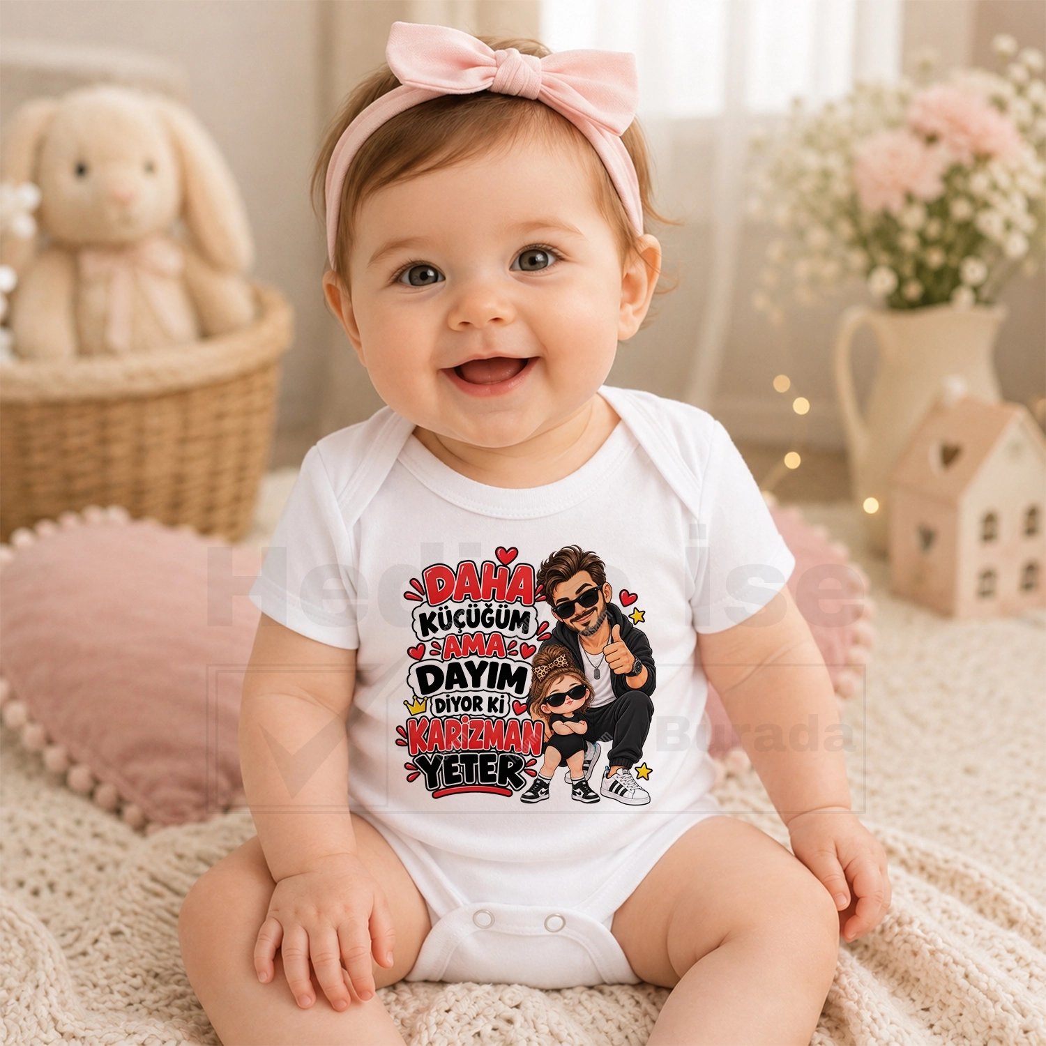 Daha Küçüğüm Ama Dayım Diyor Ki Karizman Yeter - Bebek Body Zıbın