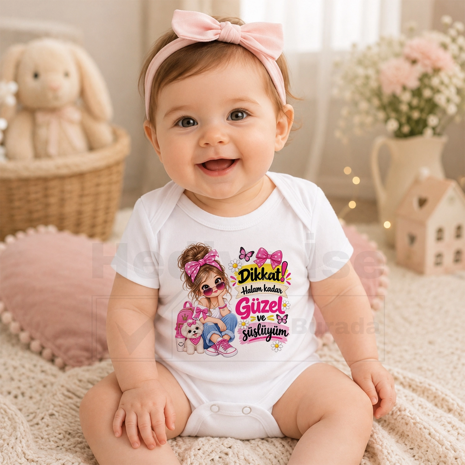 Dikkat Halam Kadar Güzel Ve Süslüyüm - Bebek Body Zıbın