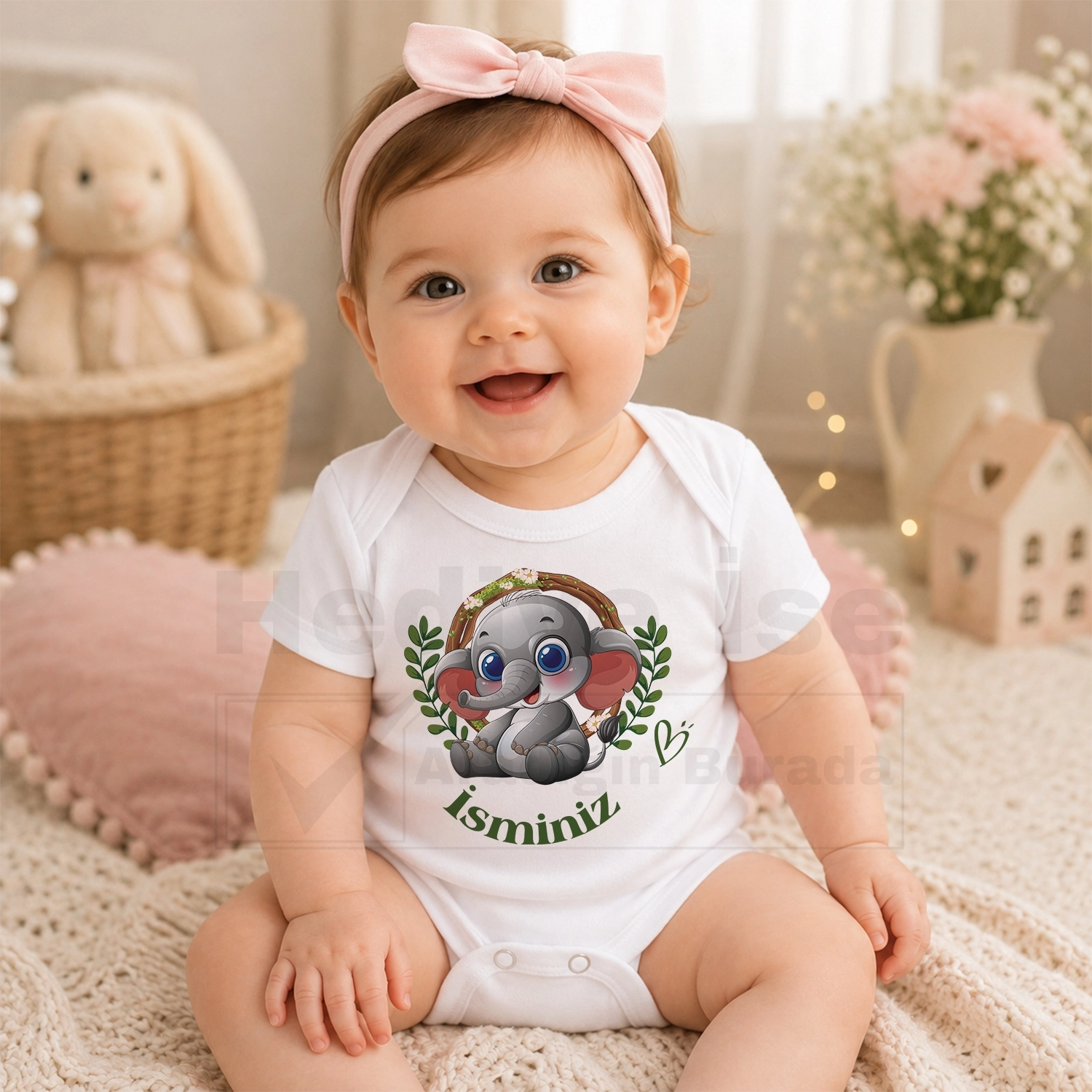 Sevimli Fil Yavrusu - Bebek Body Zıbın