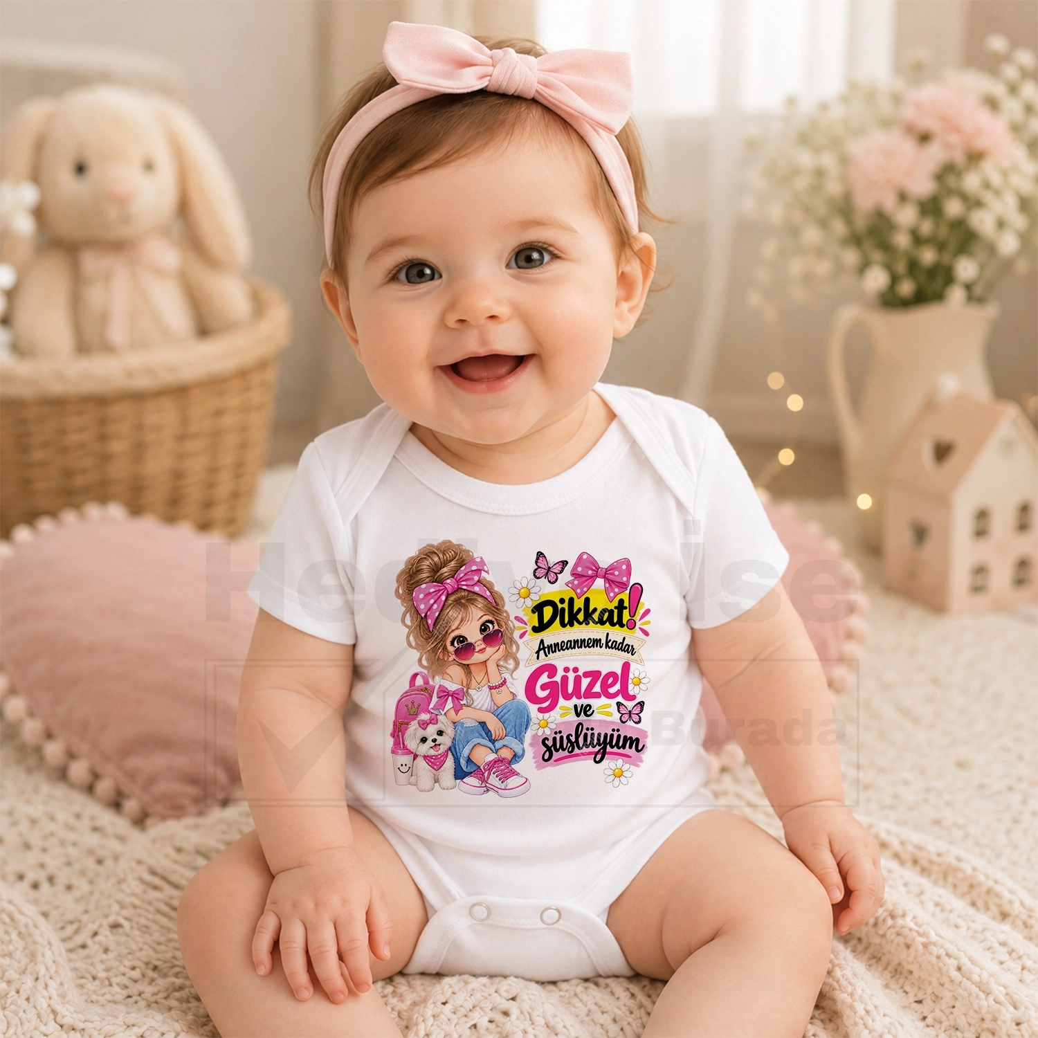 Dikkat Anneannem Kadar Güzel Ve Süslüyüm - Bebek Body Zıbın