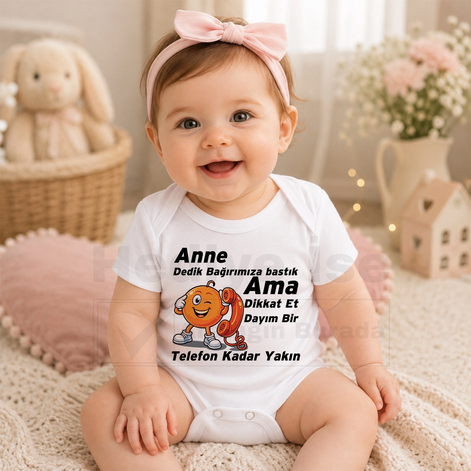 Anne Dedik Bağrımıza Bastık Ama Dikkat Et Dayım Bir Telefon Kadar Yakın - Bebek Body Zıbın
