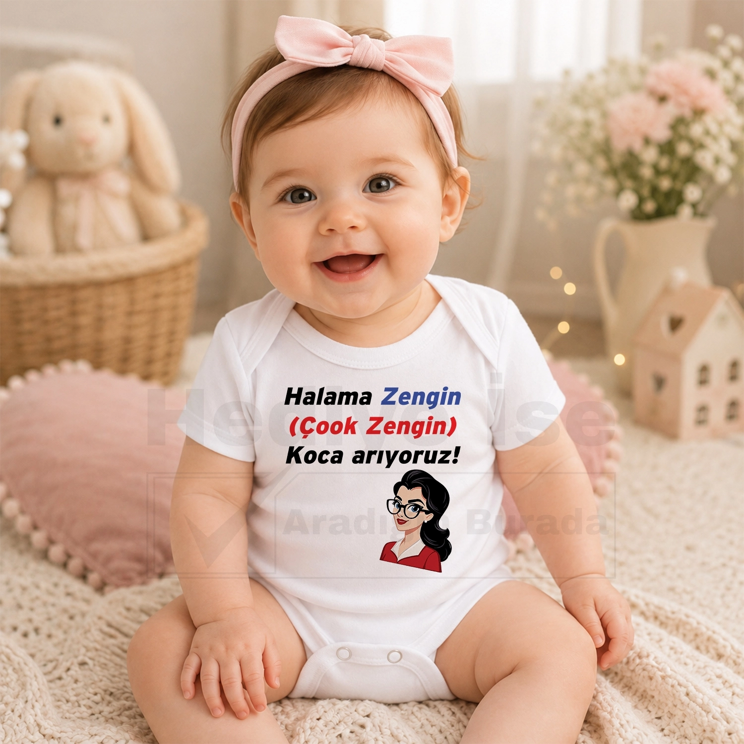 Halama Zengin Çook Zengin Koca Arıyoruz - Bebek Body Zıbın
