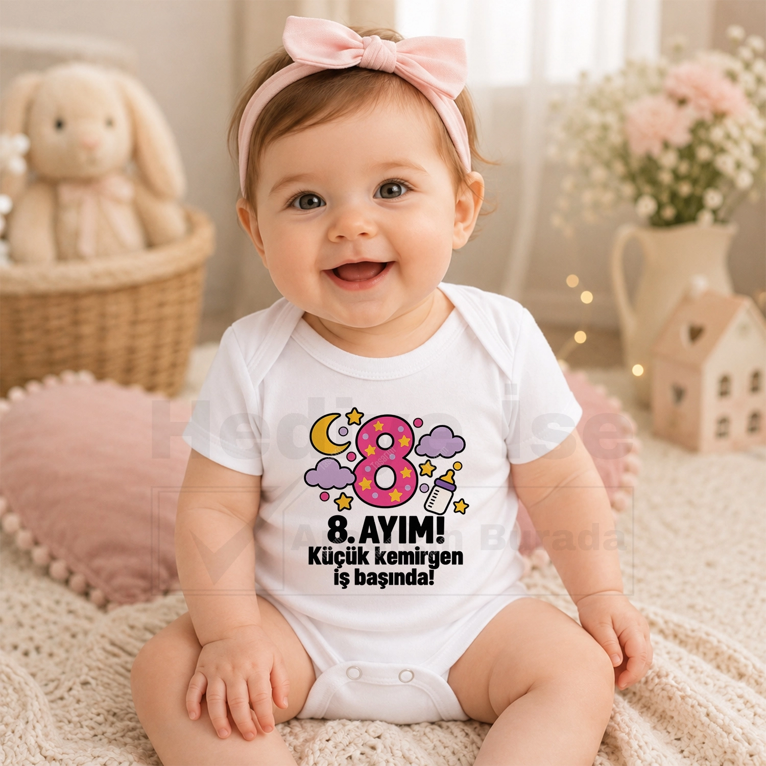 8. Aylık - Küçük Kemirgen İş Başında - Bebek Body Zıbın