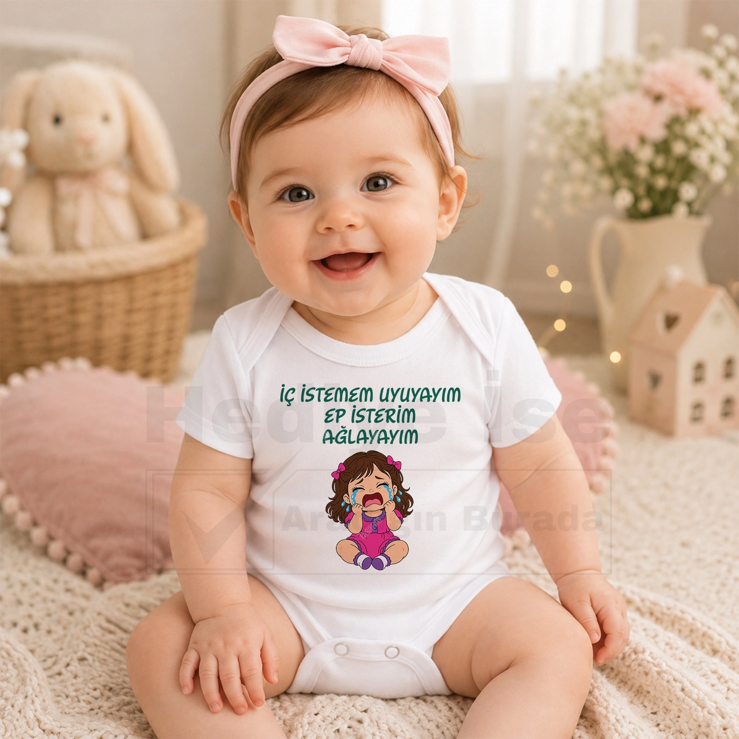 İç İstemem Uyuyayım Ep İsterim Ağlayayım - Bebek Body Zıbın