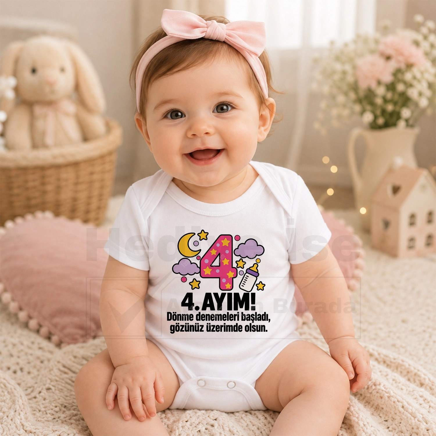 4. Aylık - Dönme Denemeleri Başladı Gözünüz Üzerimde Olsun - Bebek Body Zıbın