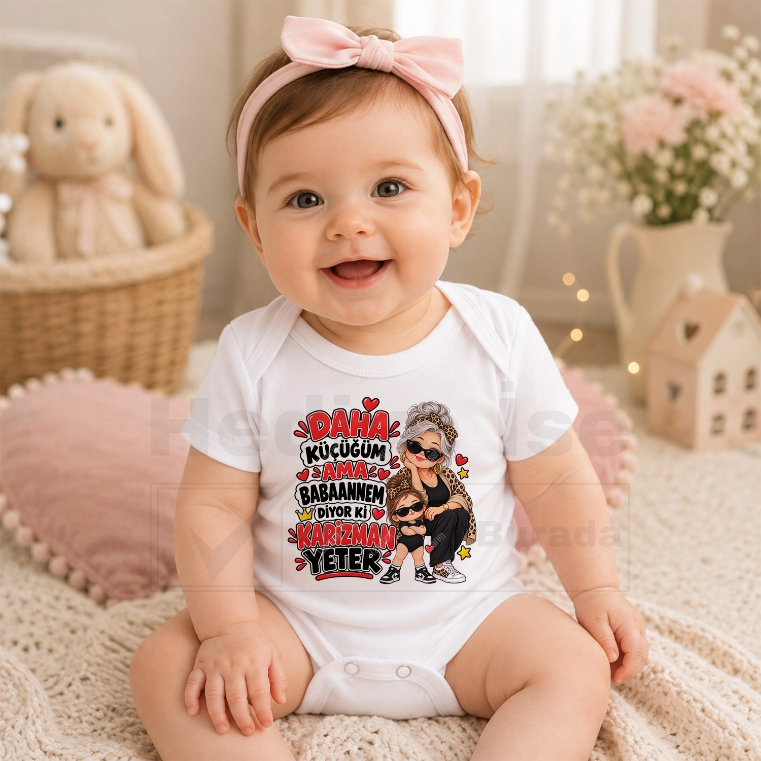Daha Küçüğüm Ama Babaannem Diyor Ki Karizman Yeter - Bebek Body Zıbın