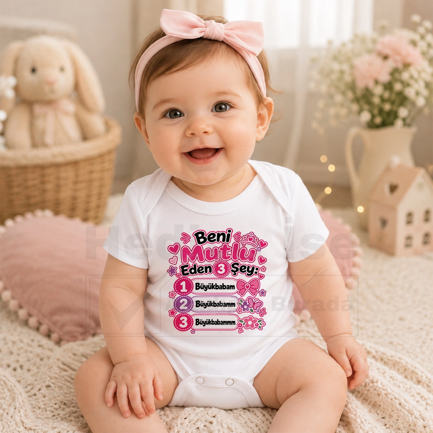 Beni Mutlu Eden 3 Şey Büyükbabam - Bebek Body Zıbın