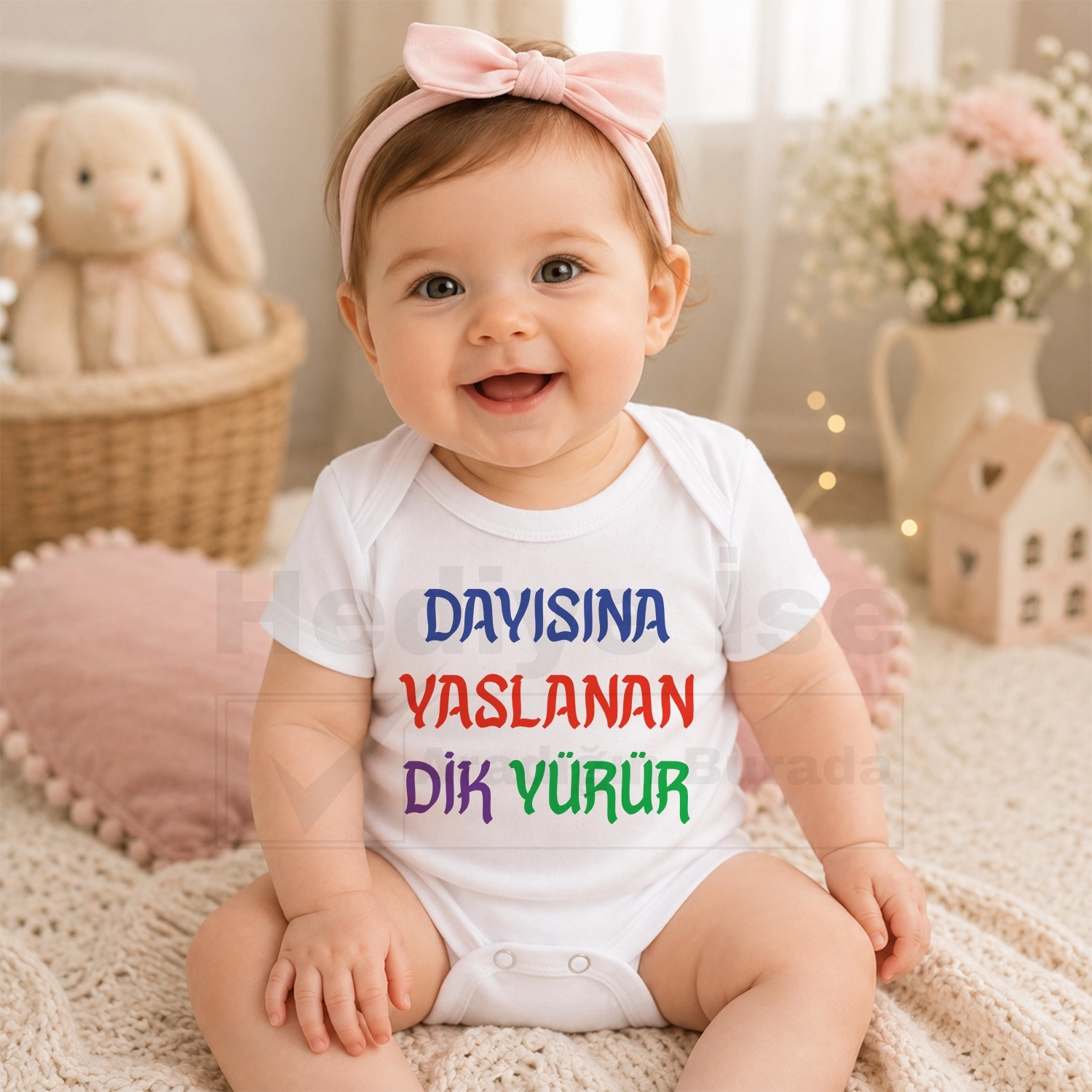 Dayısına Yaslanan Dik Yürür - Bebek Body Zıbın