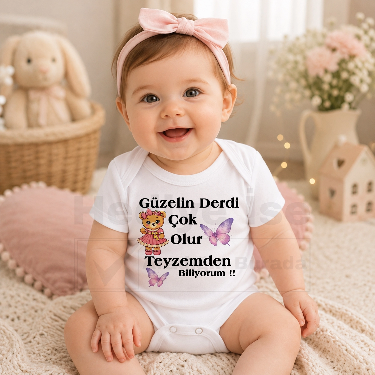 Güzelin Derdi Çok Olur Teyzemden Biliyorum - Bebek Body Zıbın