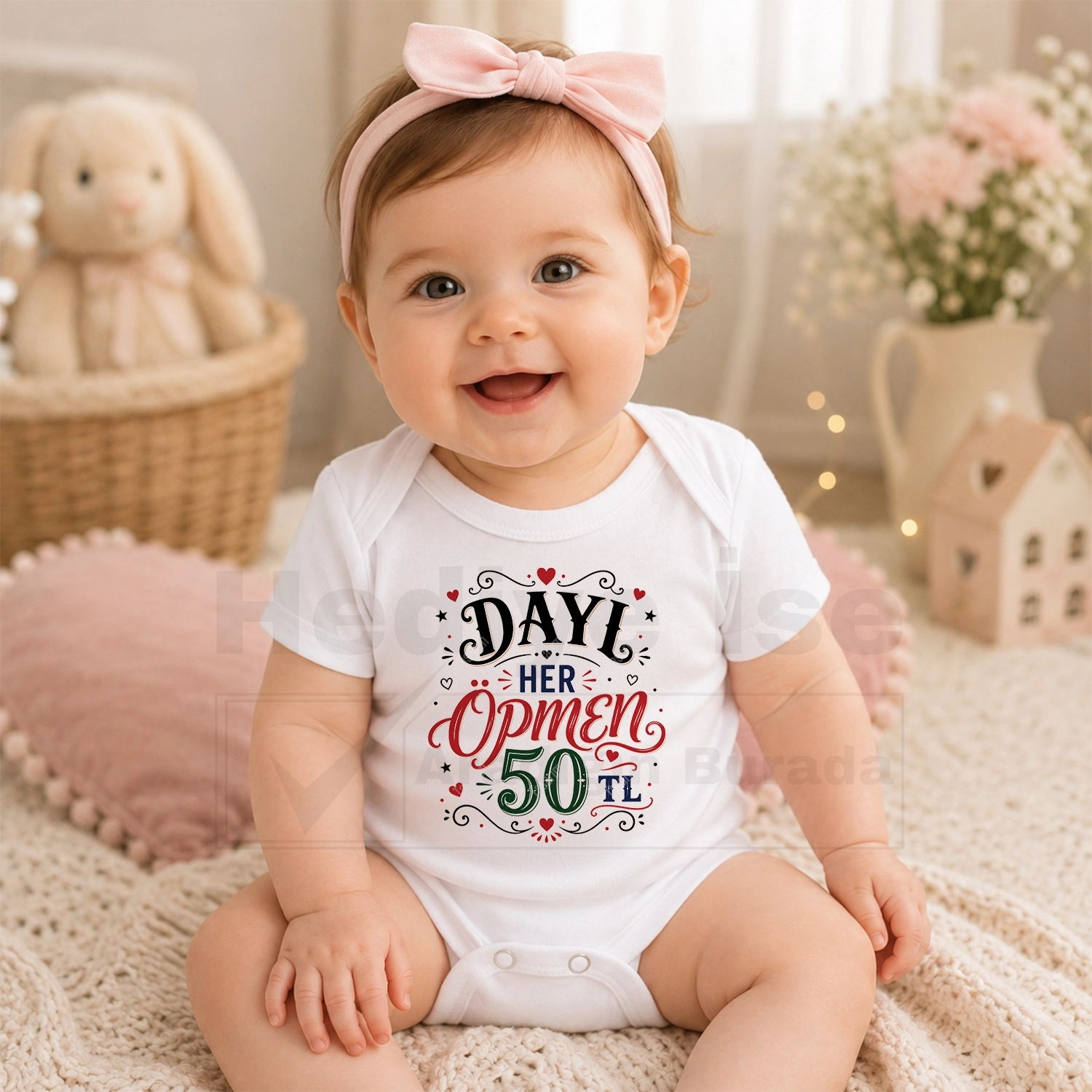 Dayı Her Öpmen 50 TL - Bebek Body Zıbın