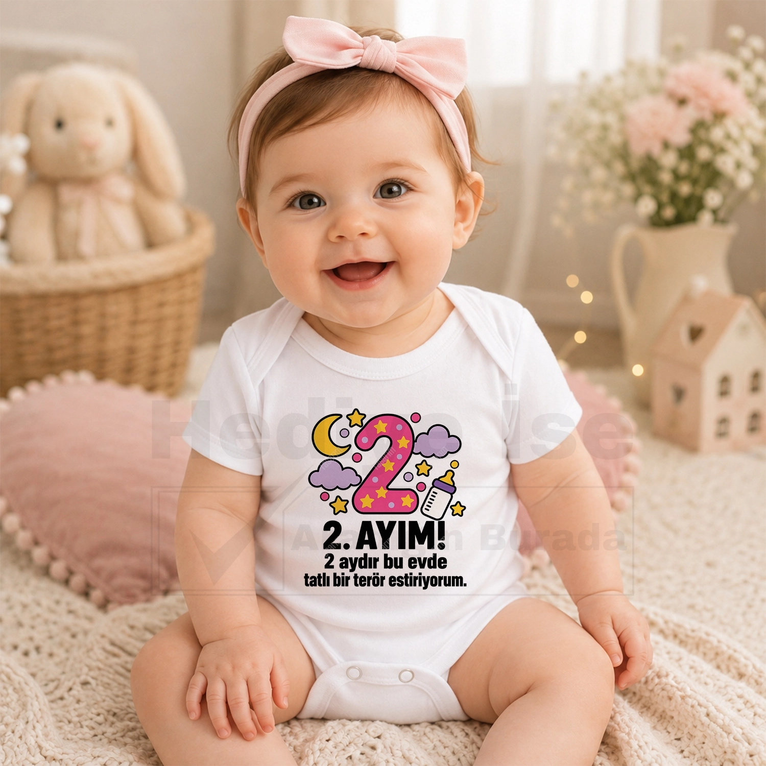 2. Aylık - 2 Aydır Bu Evde Tatlı Bir Terör Estiriyorum - Bebek Body Zıbın