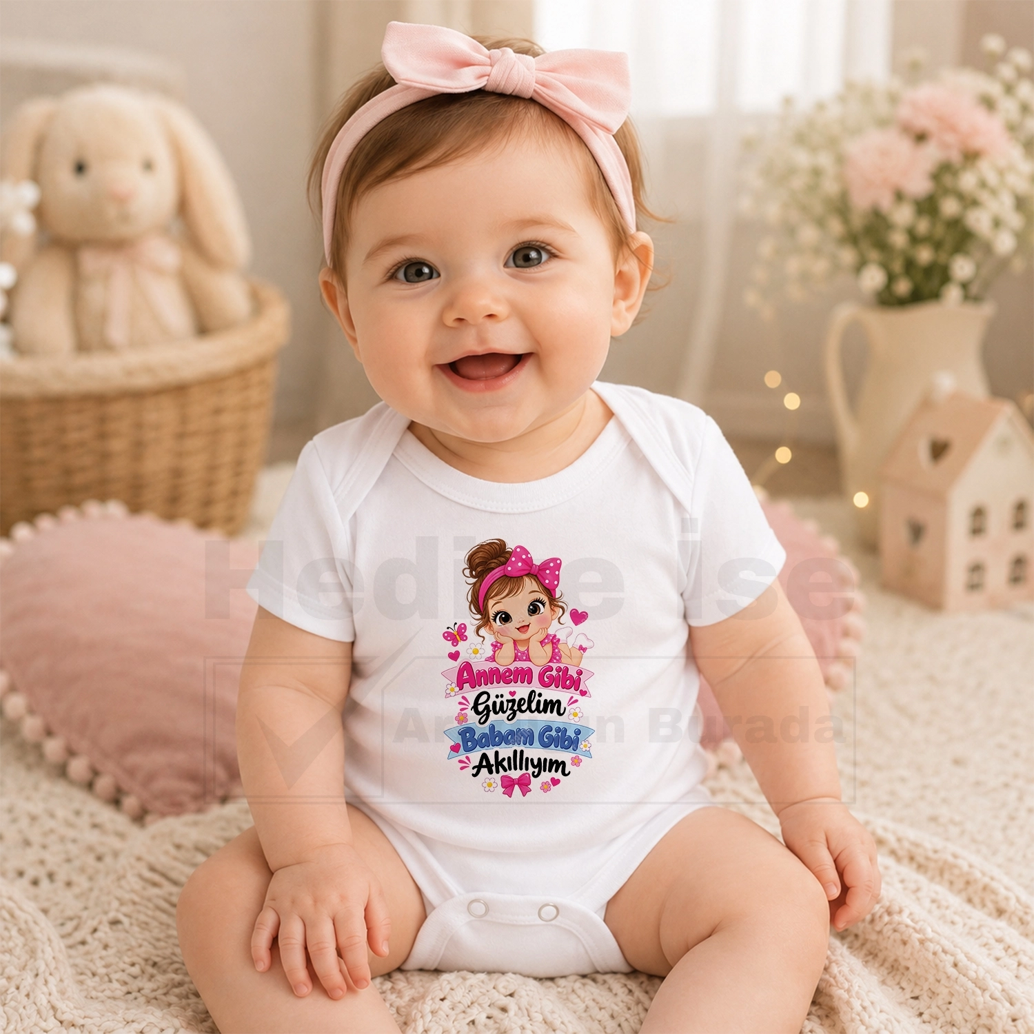 Annem Gibi Güzelim Babam Gibi Akıllıyım - Bebek Body Zıbın