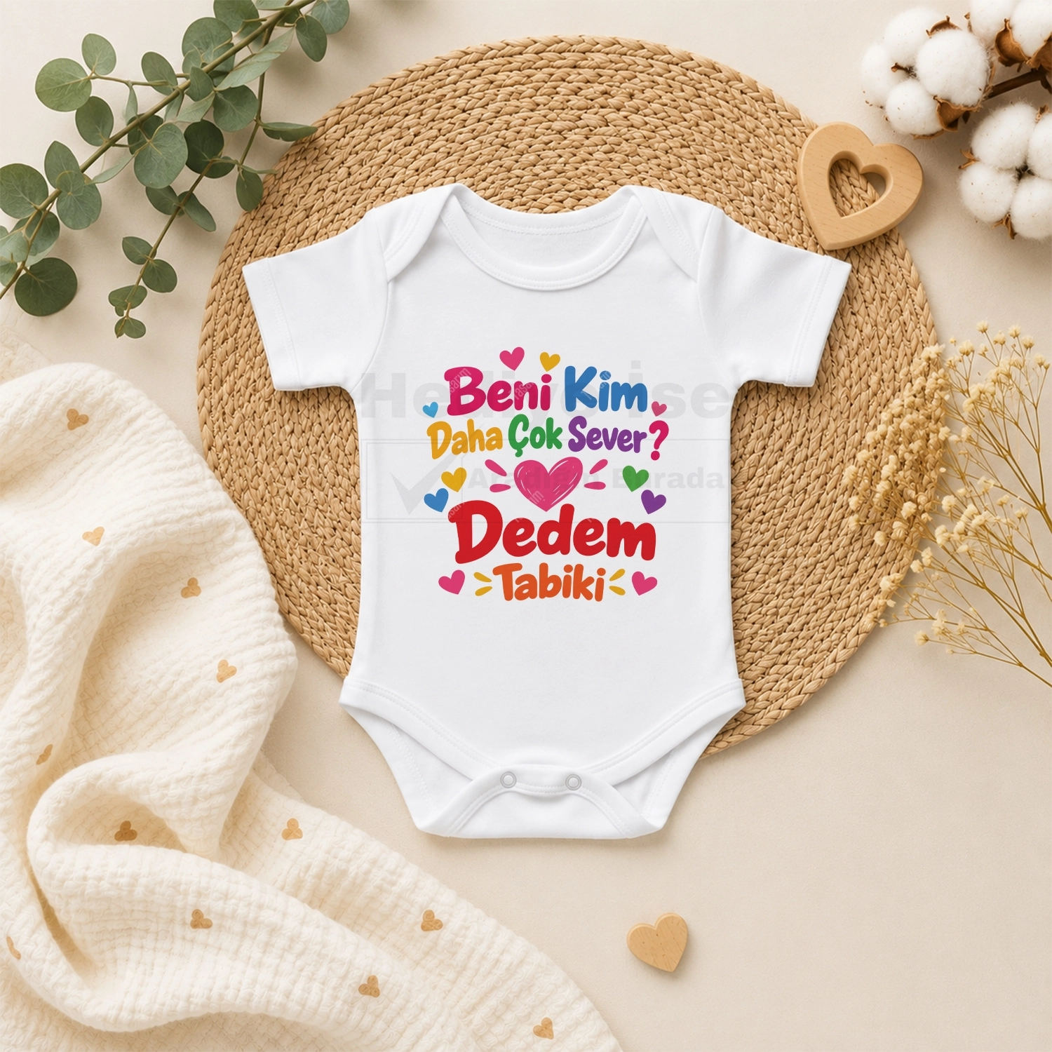 Beni Kim Daha Çok Sever Dedem Tabiki - Bebek Body Zıbın