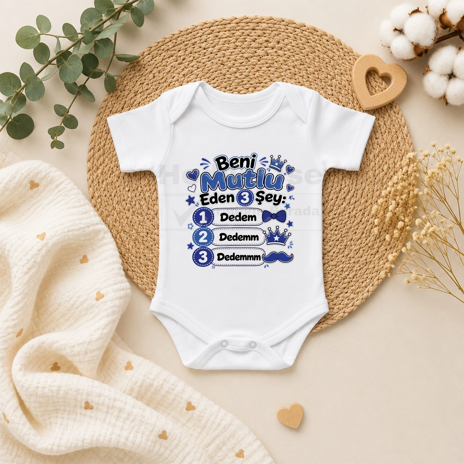 Beni Mutlu Eden 3 Şey Dedem - Bebek Body Zıbın