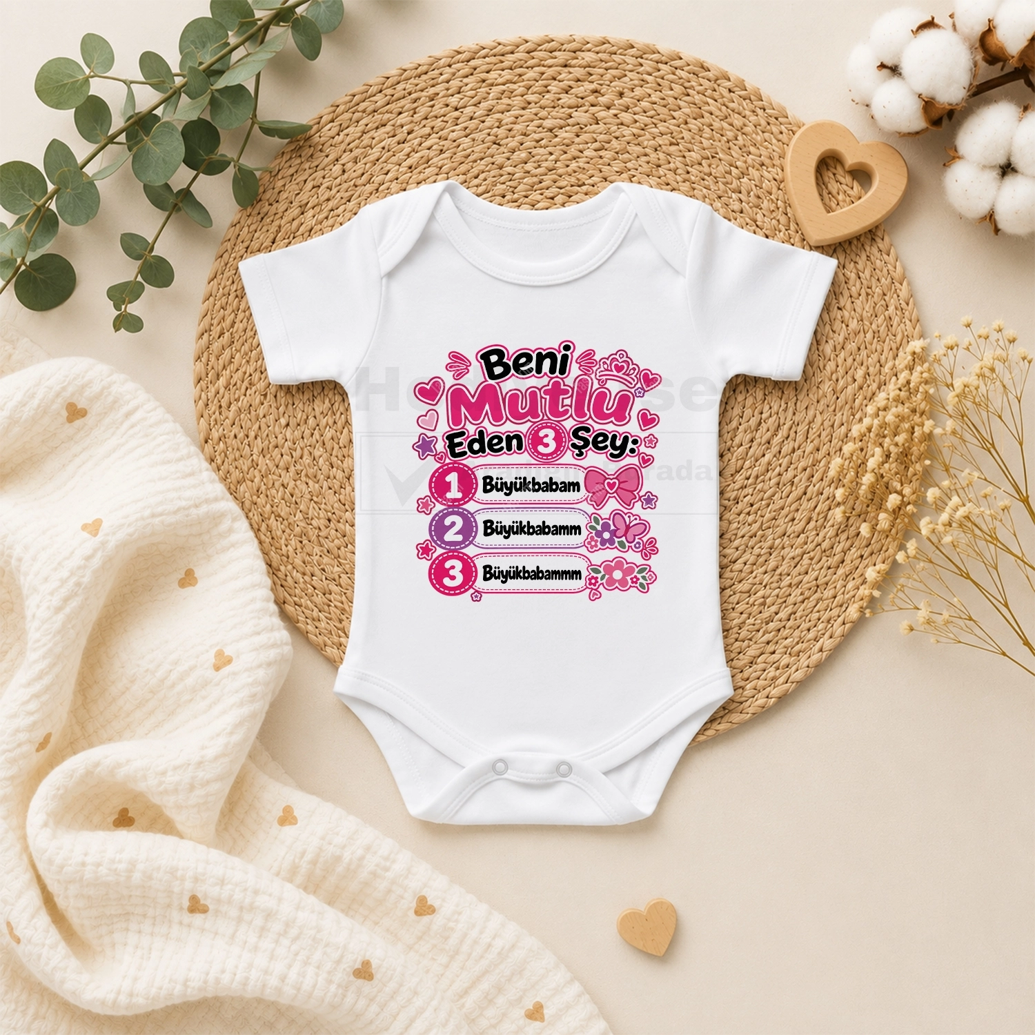 Beni Mutlu Eden 3 Şey Büyükbabam - Bebek Body Zıbın
