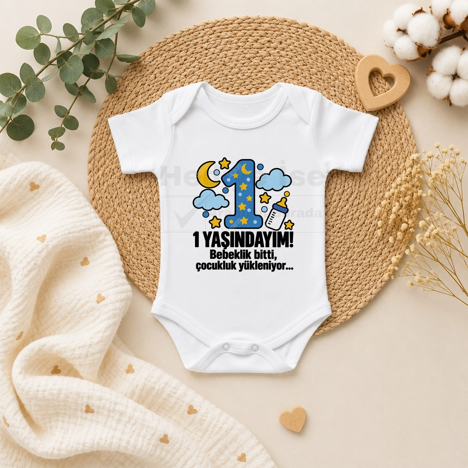 1 Yaşındayım - Bebeklik Bitti Çocukluk Yükleniyor - Bebek Body Zıbın