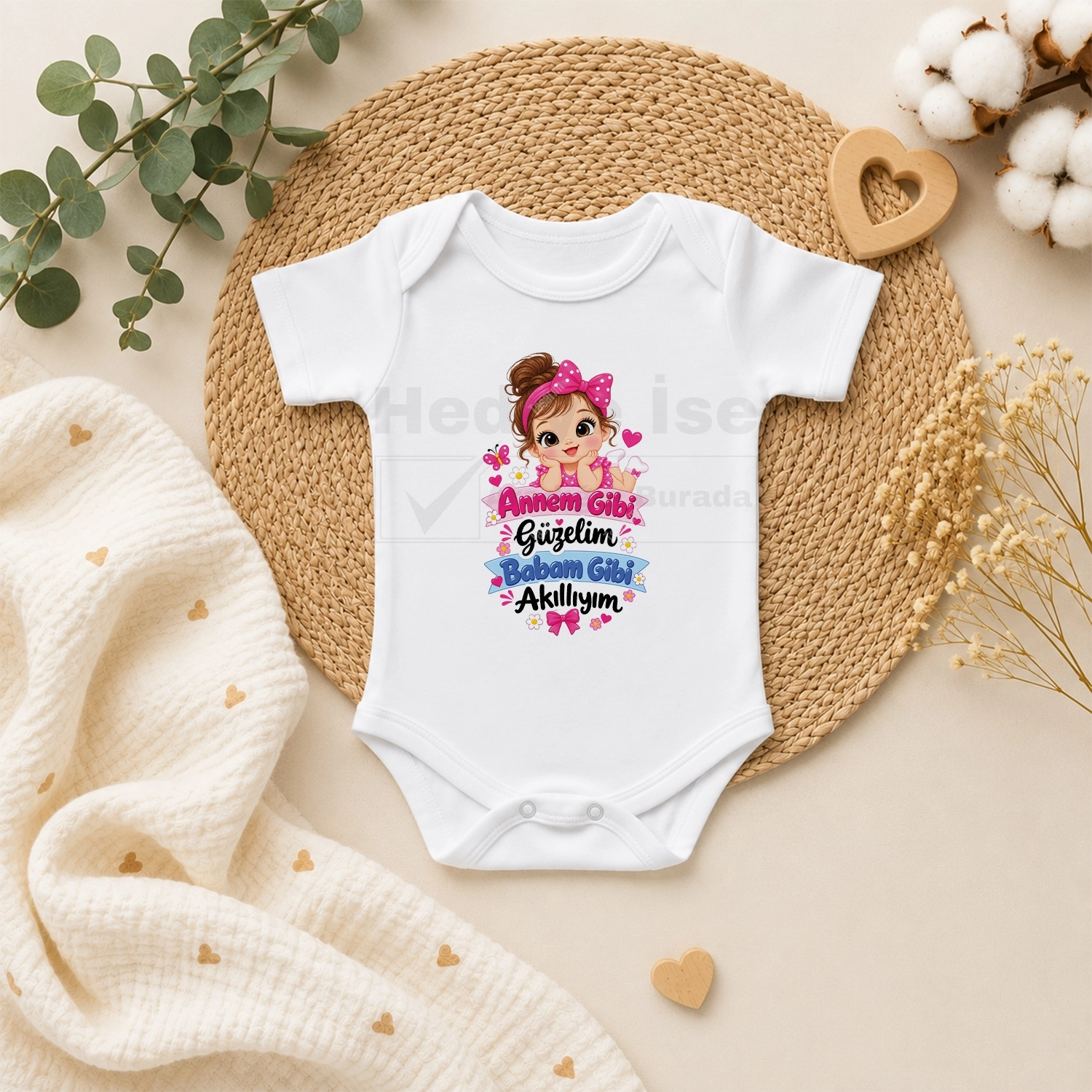 Annem Gibi Güzelim Babam Gibi Akıllıyım - Bebek Body Zıbın