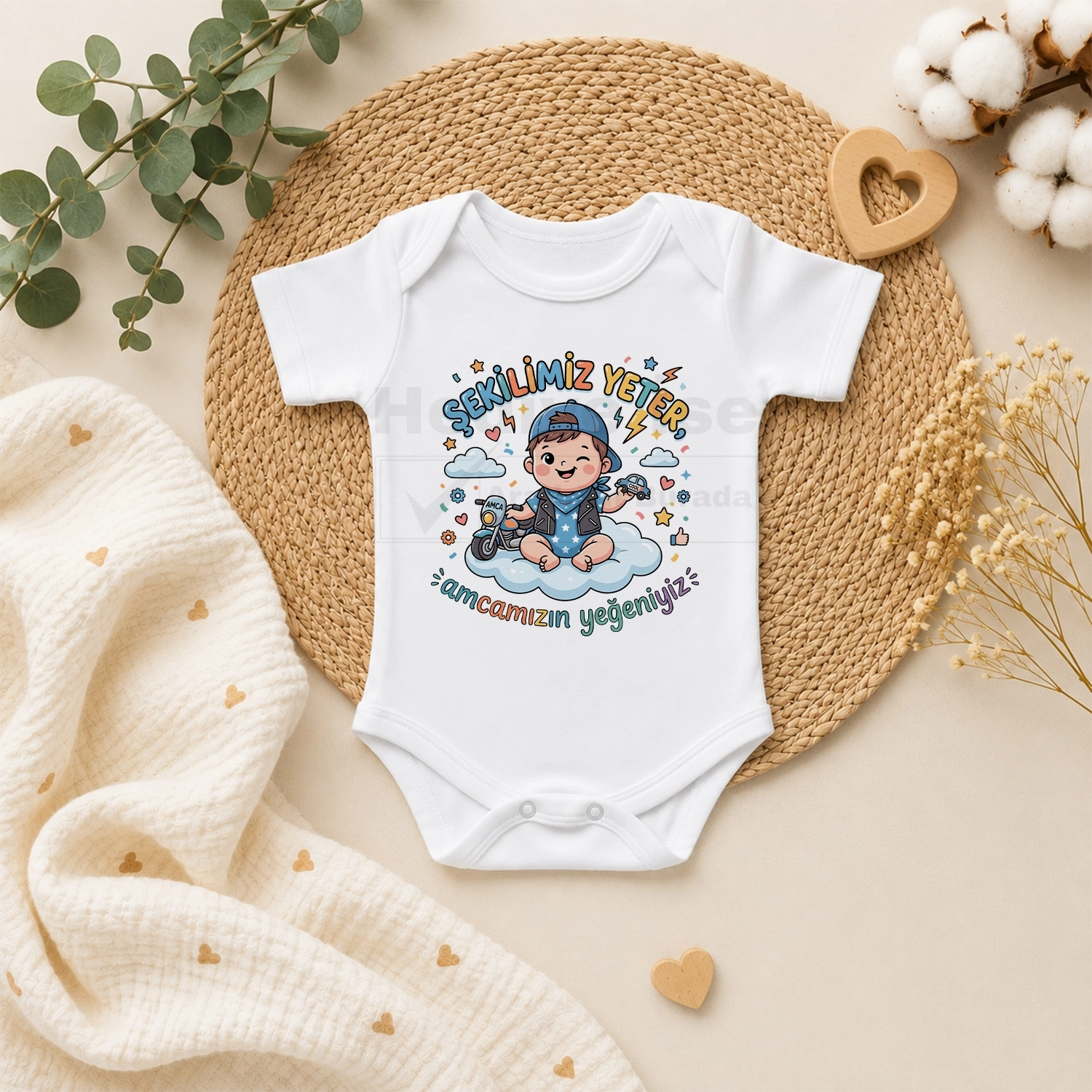 Şekilimiz Yeter Amcamızın Yeğeniyiz - Bebek Body Zıbın