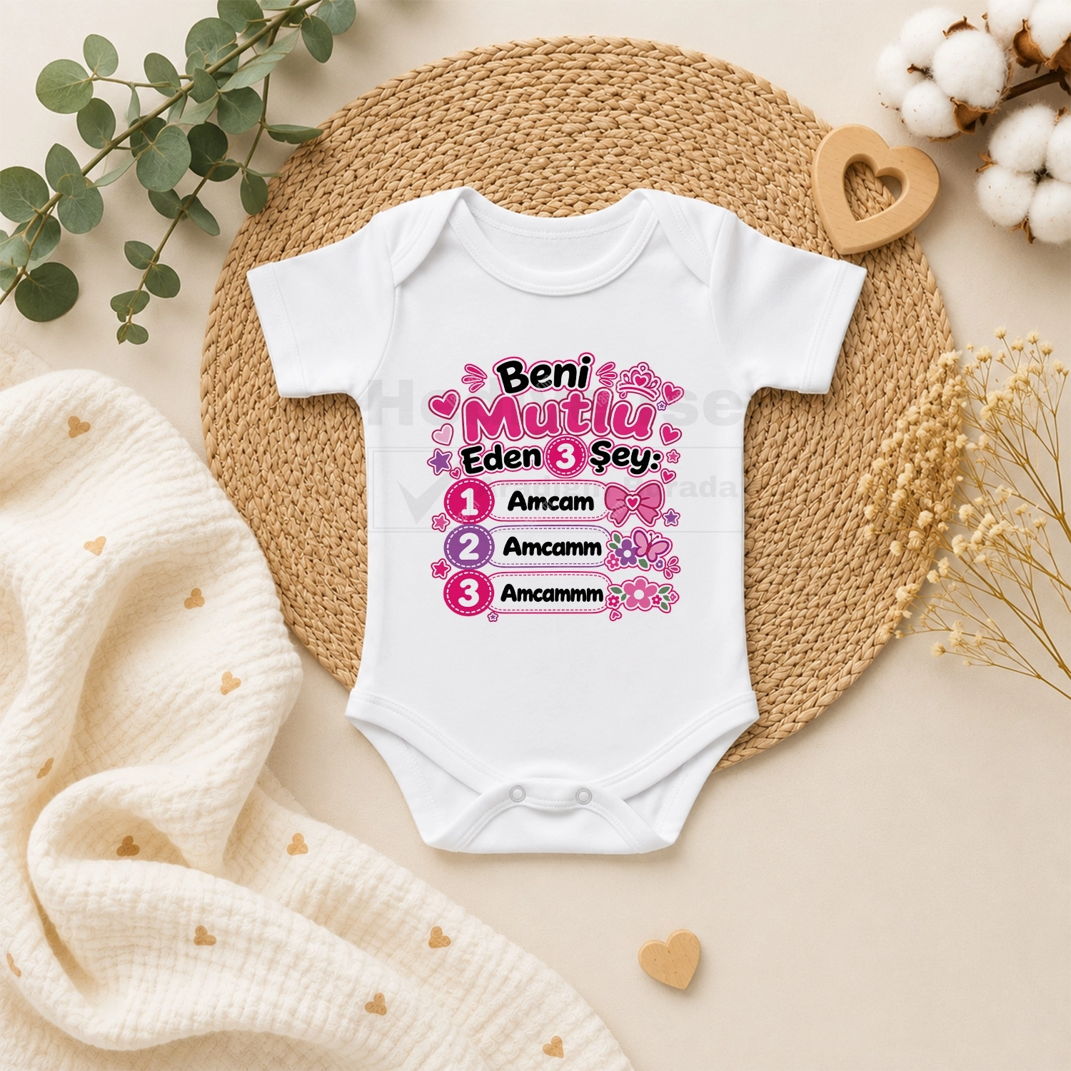 Beni Mutlu Eden 3 Şey Amcam - Bebek Body Zıbın
