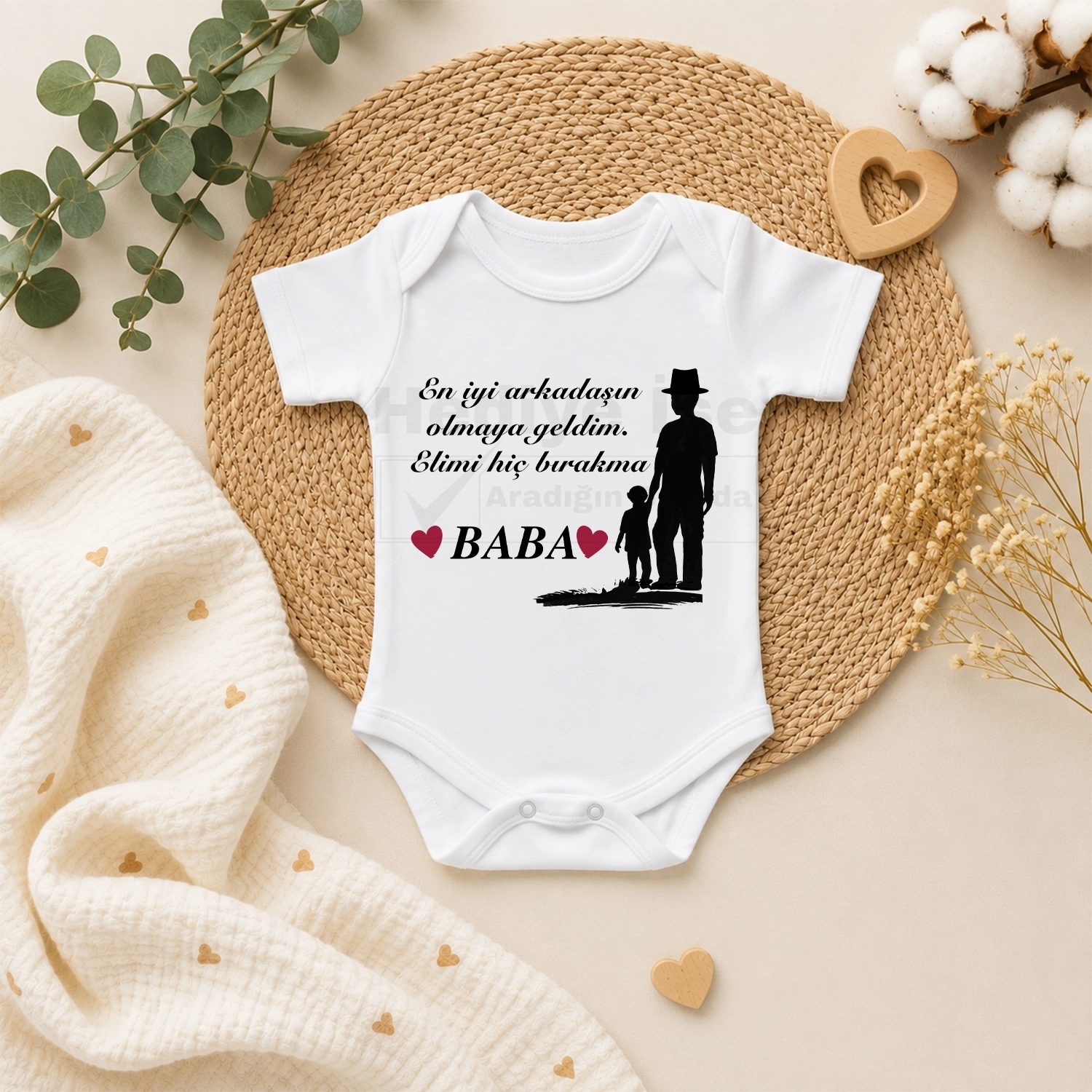 En İyi Arkadaşın Olmaya Geldim. Elimi Hiç Bırakma Baba - Bebek Body Zıbın