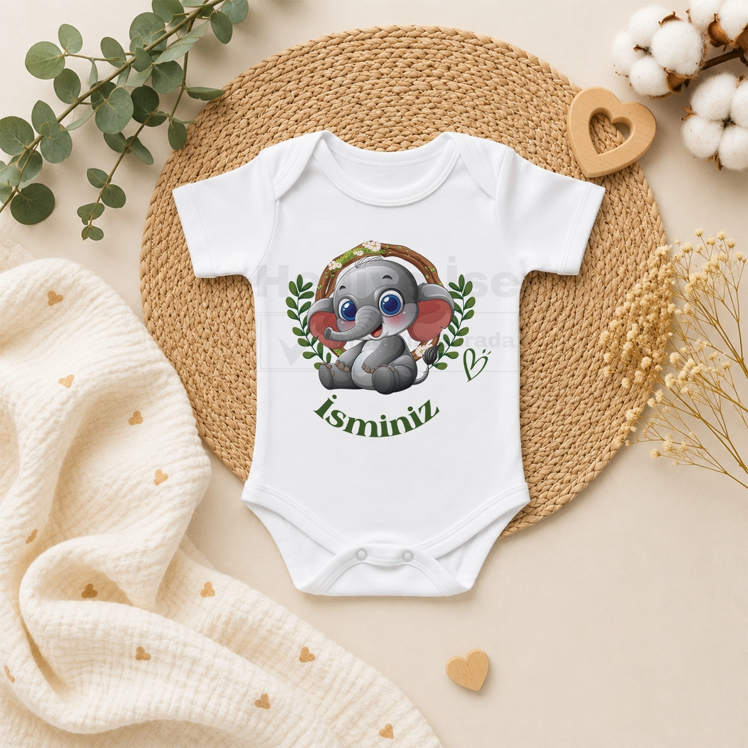 Sevimli Fil Yavrusu - Bebek Body Zıbın