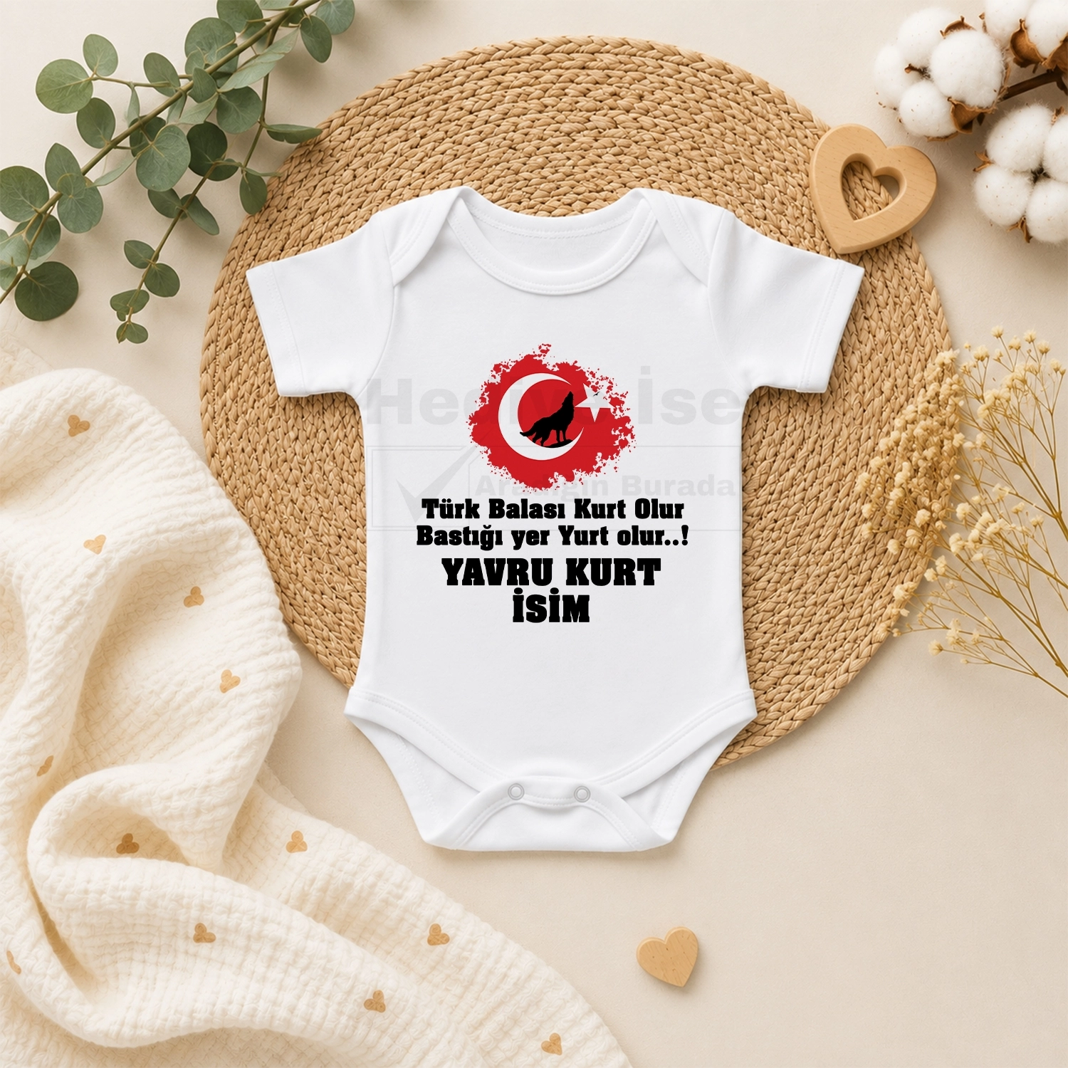 Türk Balası Kurt Olur Bastığı Yer Yurt Olur - Bebek Body Zıbın
