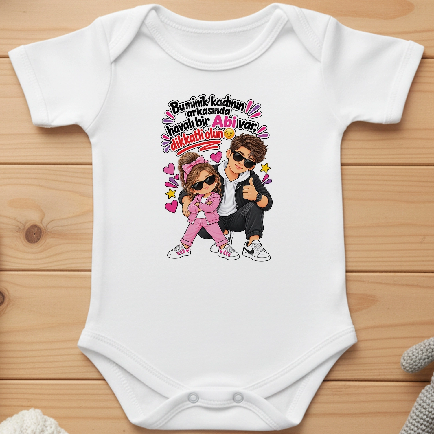 Bu Minik Kadının Arkasında Havalı Bir Abi Var Dikkatli Olun - Bebek Body Zıbın
