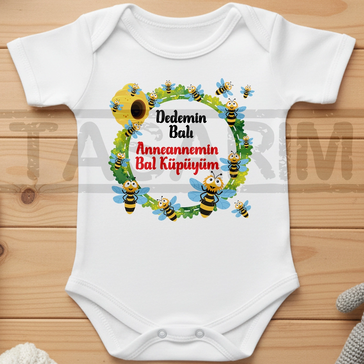Dedemin Balı Anneannemin Bal Küpüyüm - Bebek Body Zıbın