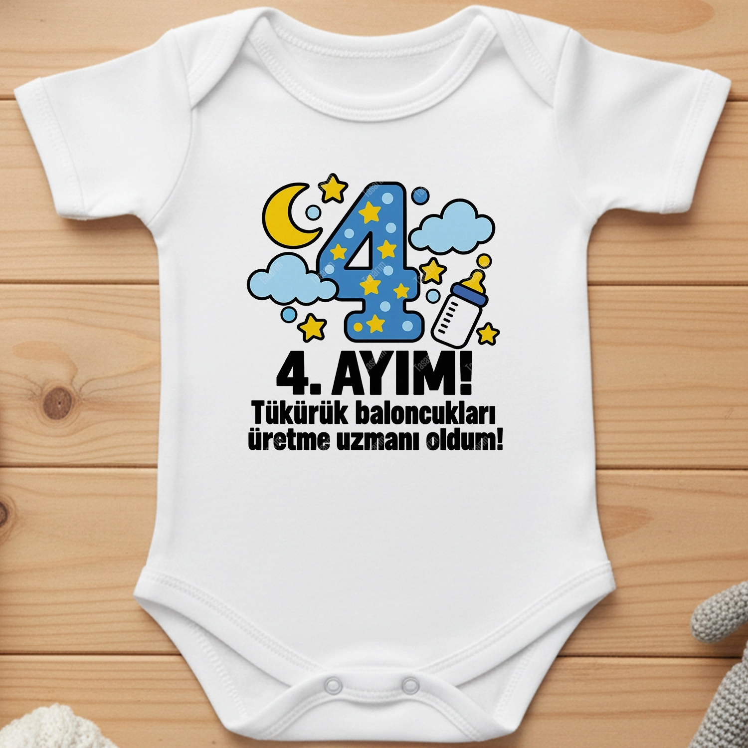 4. Aylık - Tükürük Baloncukları Üretme Uzmanı Oldum - Bebek Body Zıbın