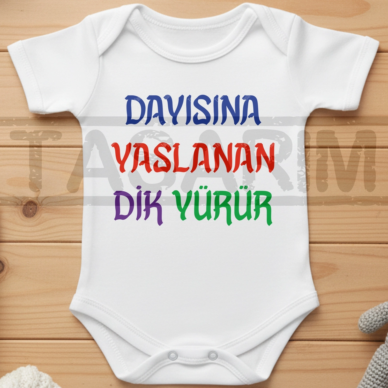 Dayısına Yaslanan Dik Yürür - Bebek Body Zıbın