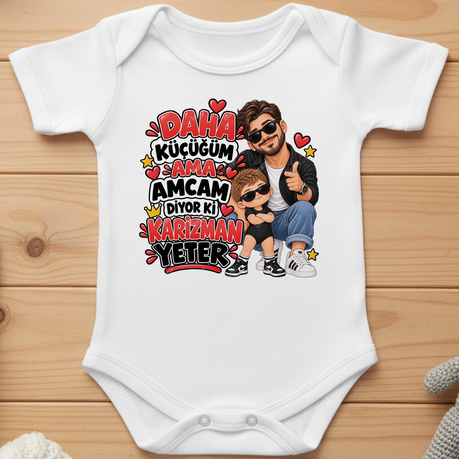 Daha Küçüğüm Ama Amcam Diyor Ki Karizman Yeter - Bebek Body Zıbın