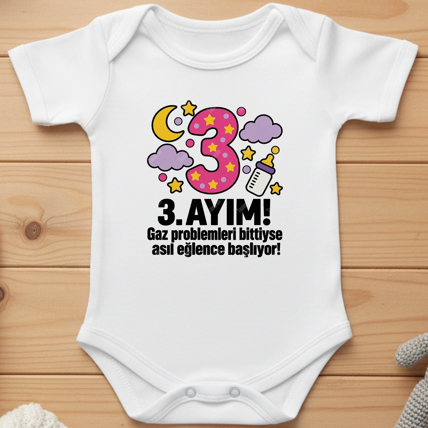 3. Aylık - Gaz Problemleri Bittiyse Asıl Eğlence Başlıyor - Bebek Body Zıbın