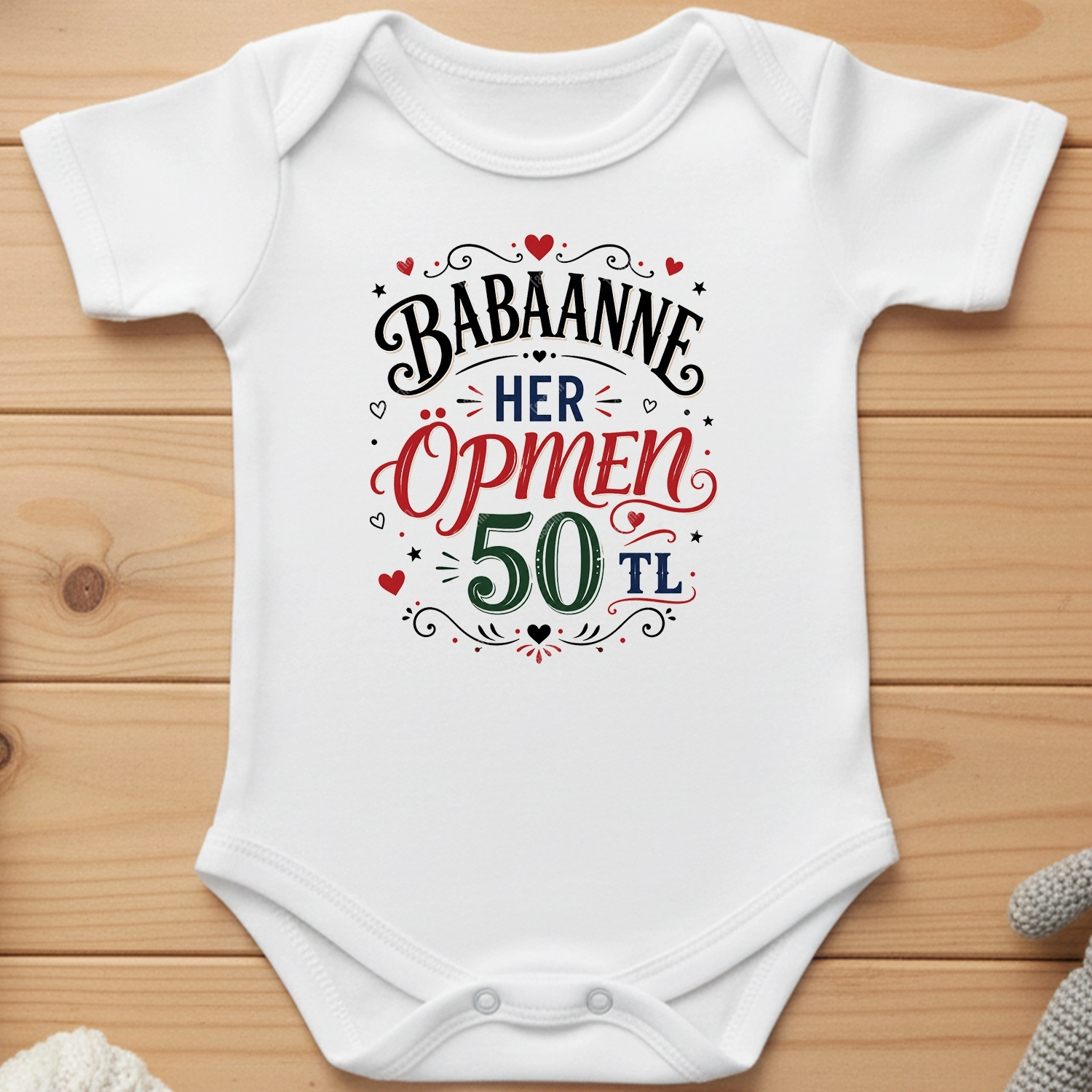 Babaanne Her Öpmen 50 TL - Bebek Body Zıbın