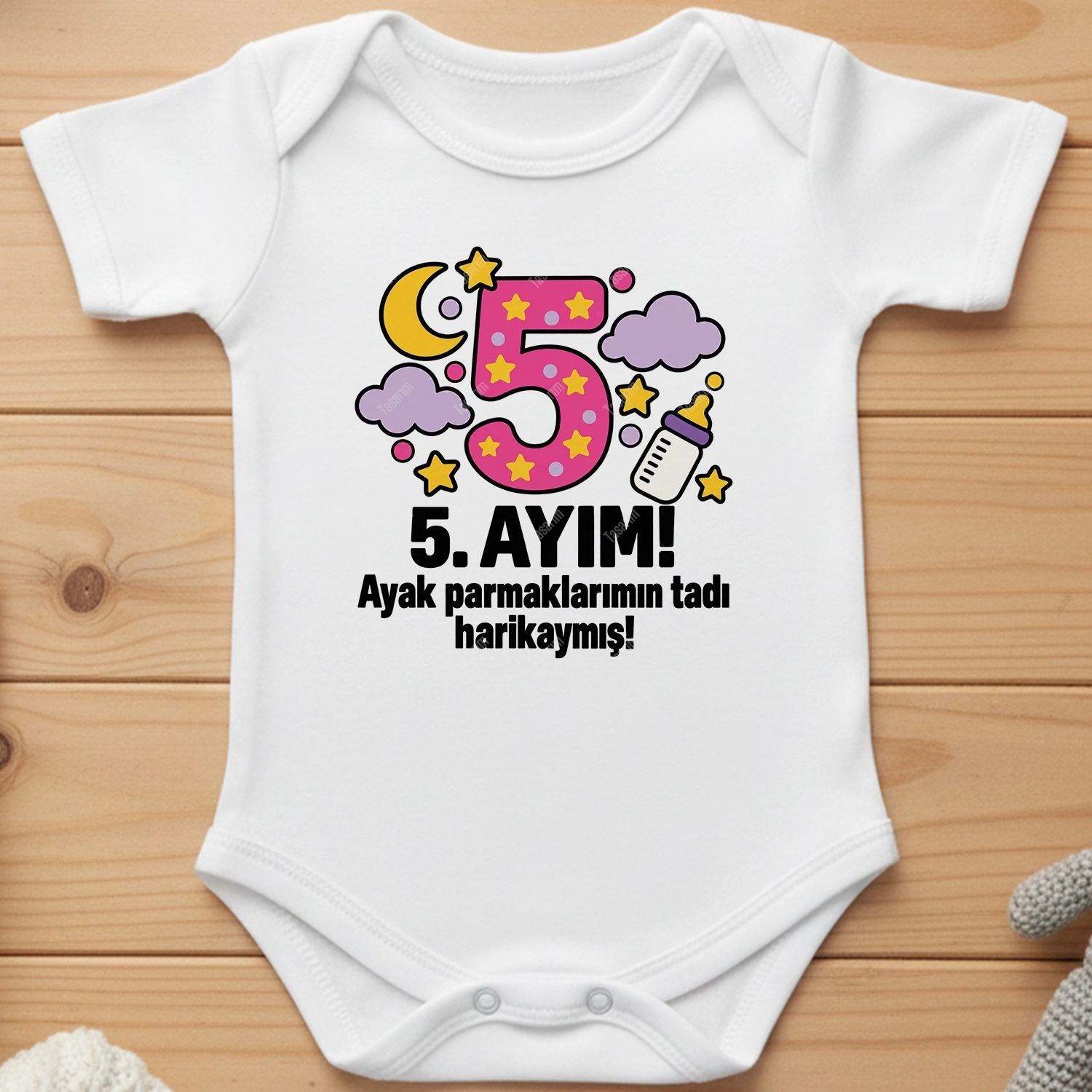 5. Aylık - Ayak Parmaklarımın Tadı Harikaymış - Bebek Body Zıbın