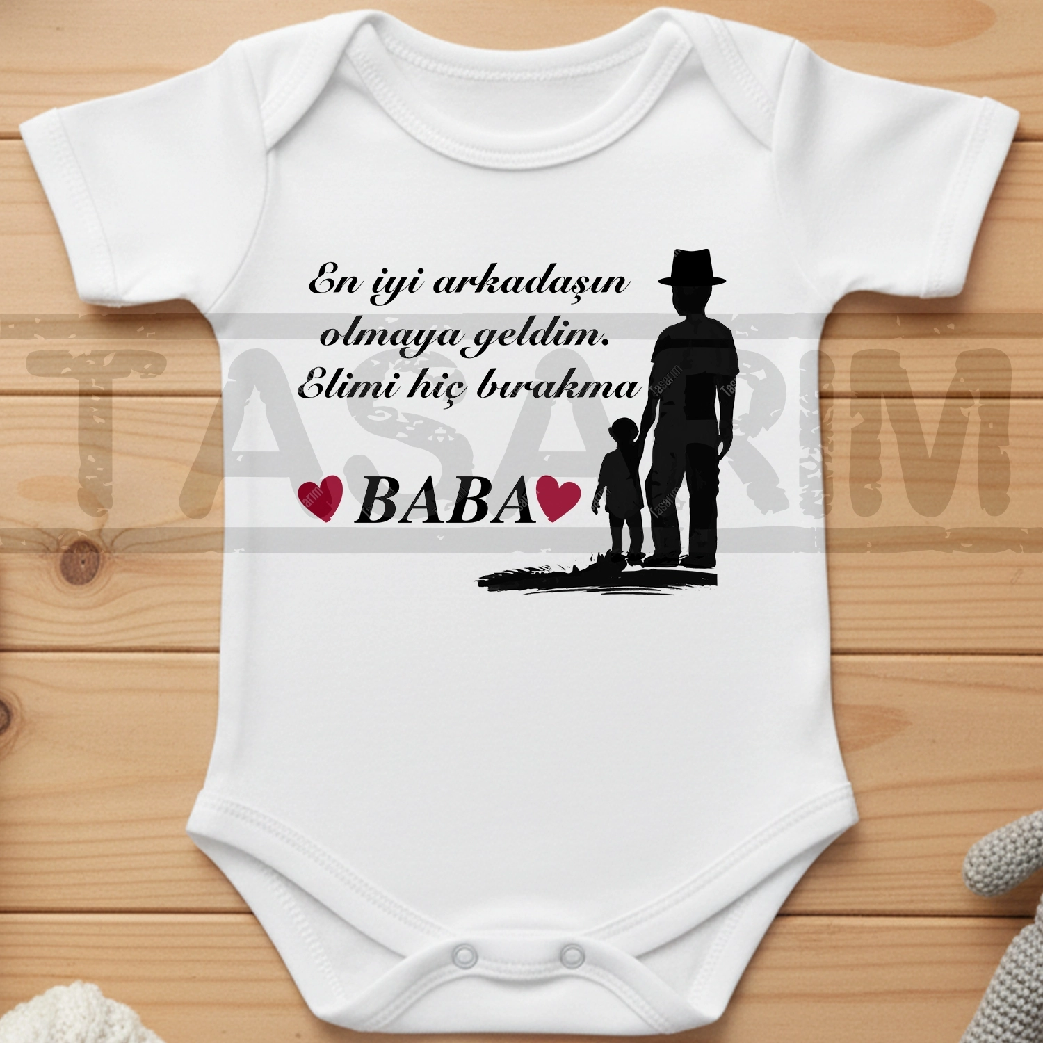 En İyi Arkadaşın Olmaya Geldim. Elimi Hiç Bırakma Baba - Bebek Body Zıbın