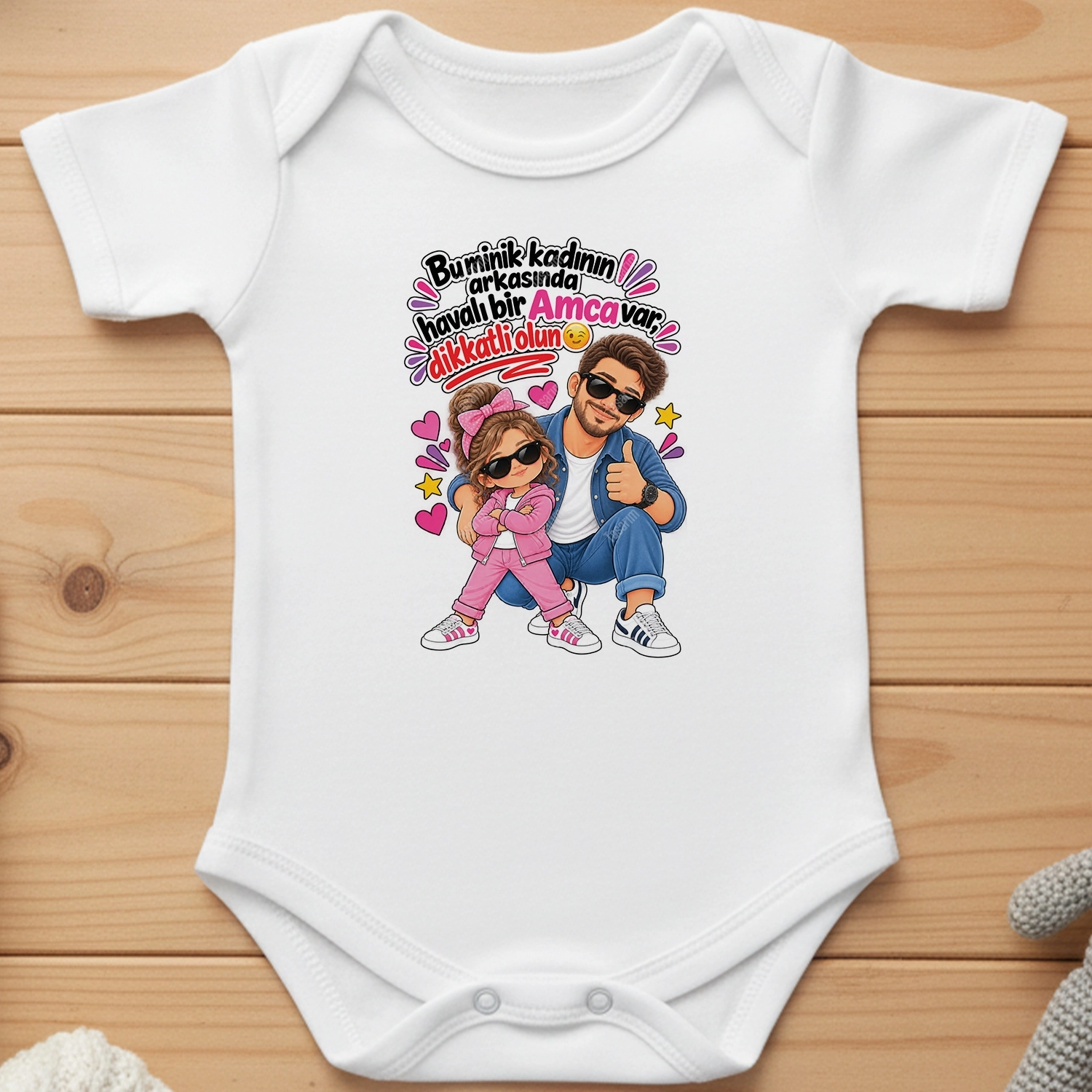 Bu Minik Kadının Arkasında Havalı Bir Amca Var Dikkatli Olun - Bebek Body Zıbın